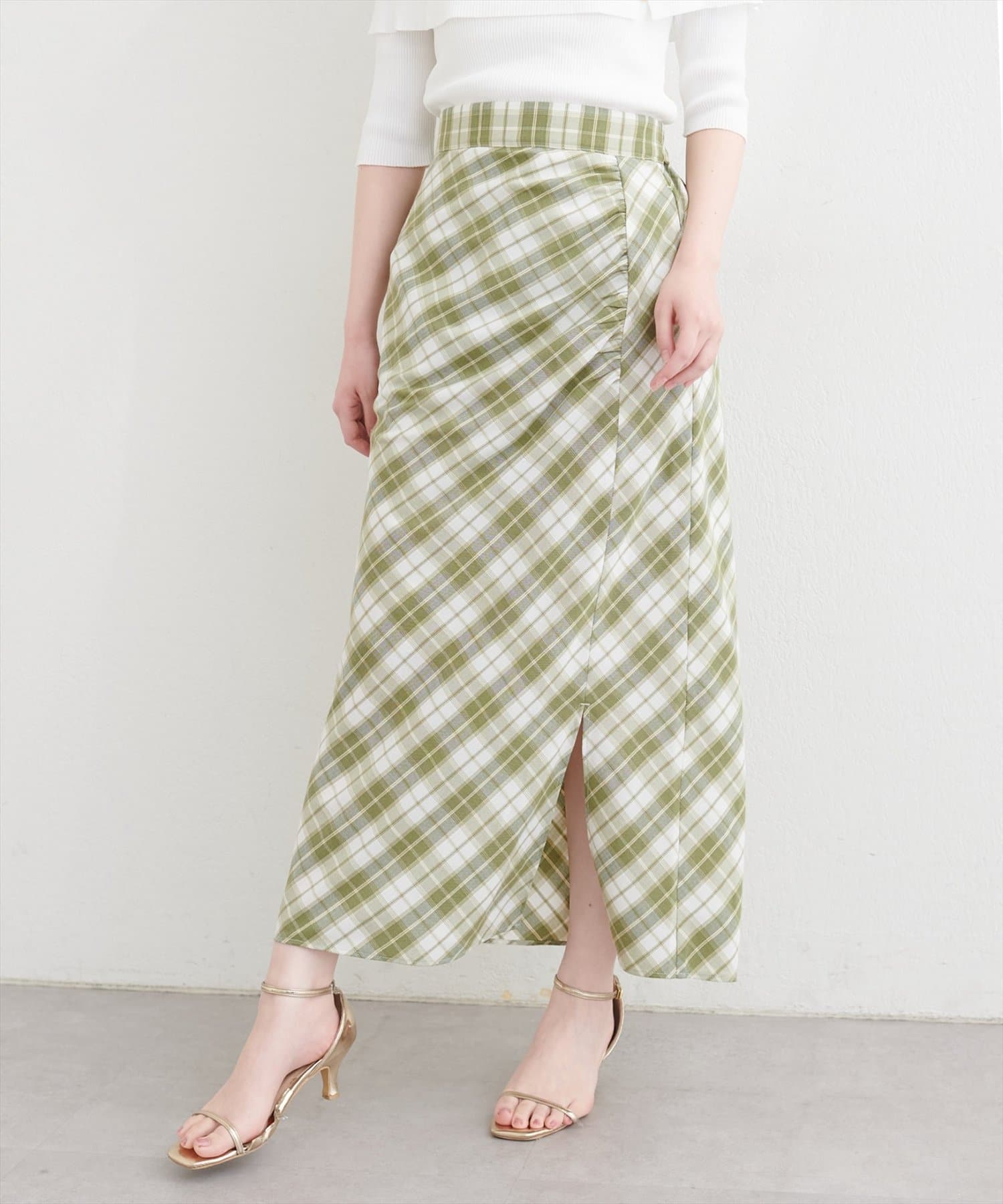 natural couture(ナチュラルクチュール) アシメギャザーデザインスカート