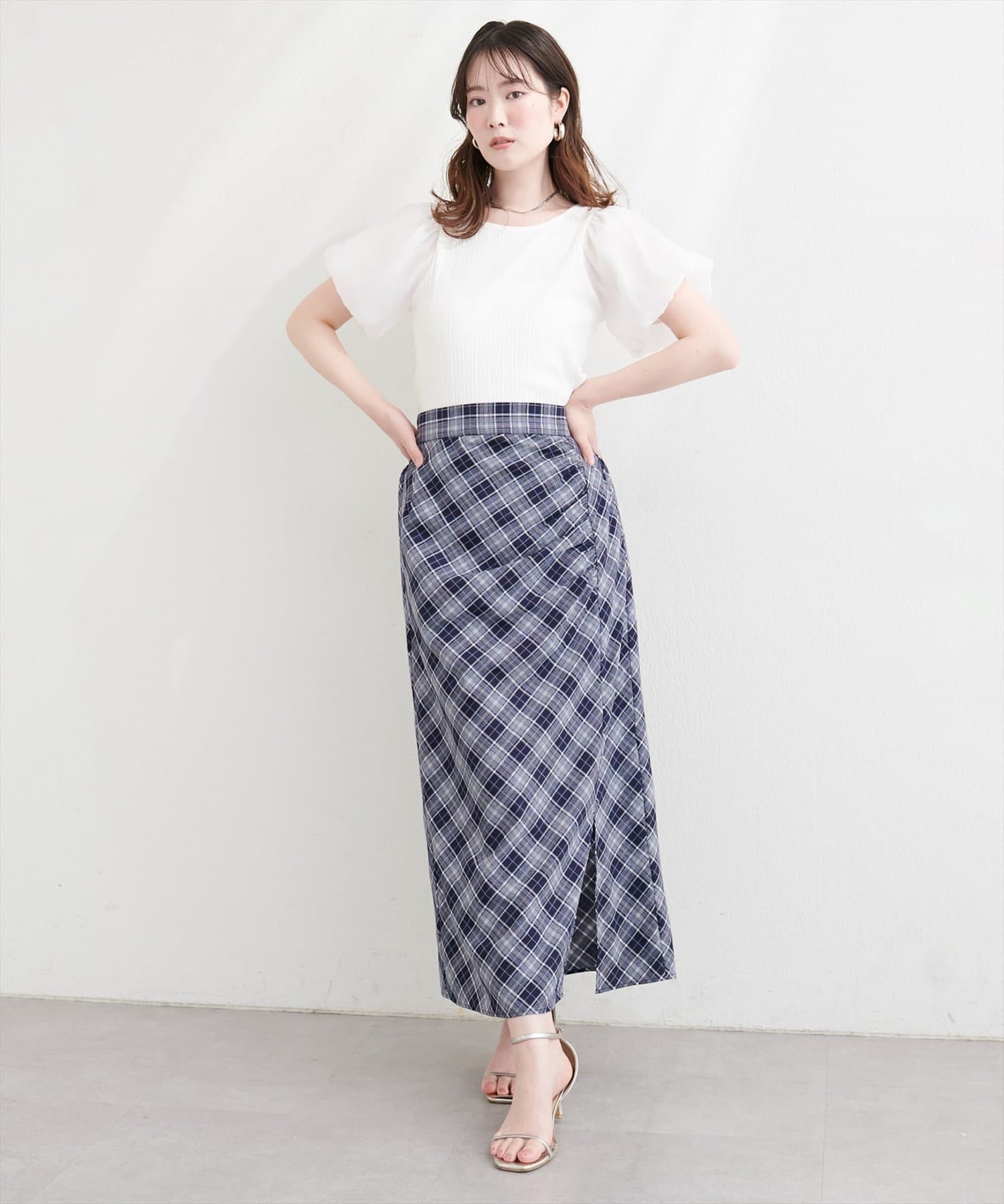 natural couture(ナチュラルクチュール) アシメギャザーデザインスカート