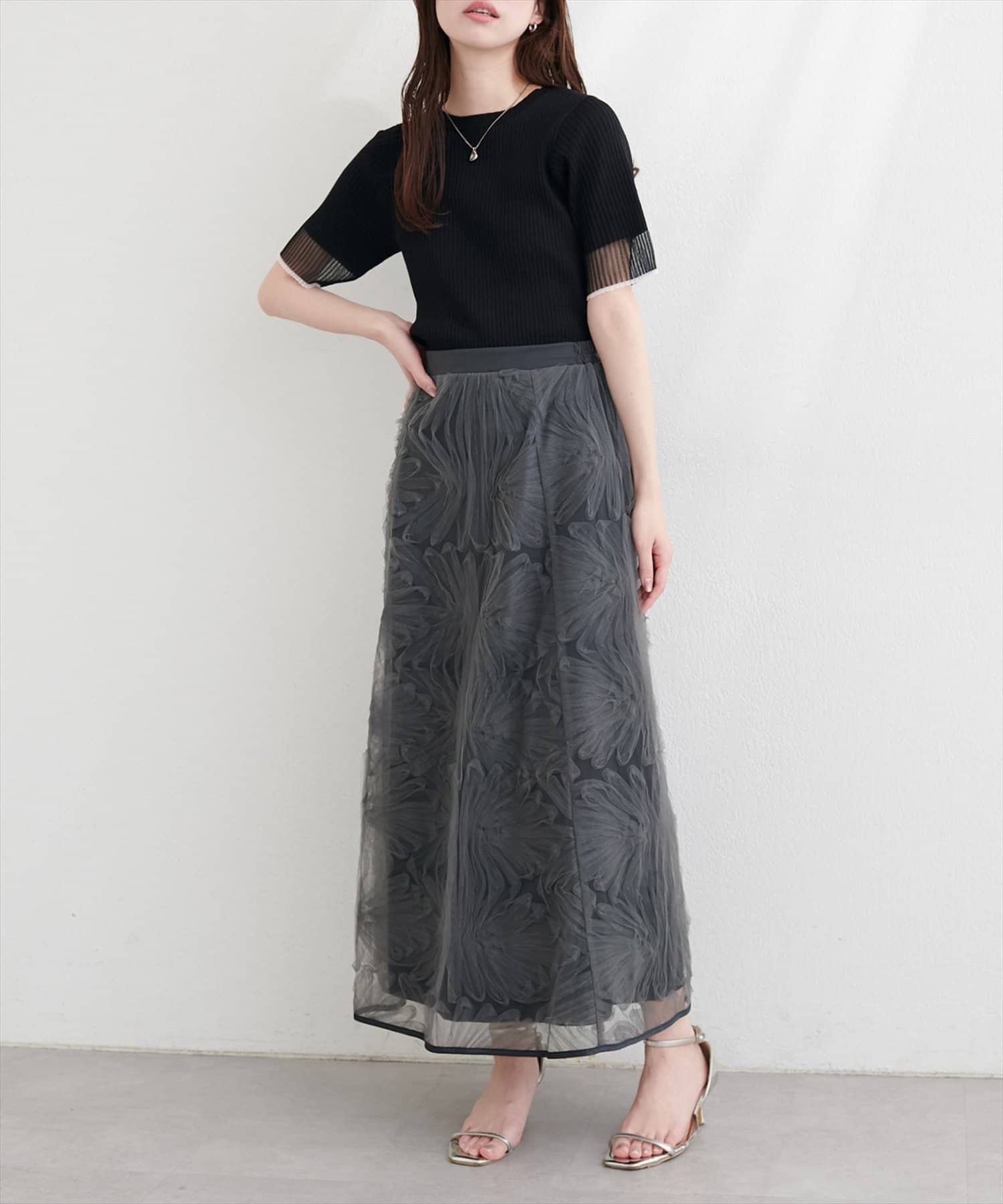 natural couture(ナチュラルクチュール) フラワーチュールスカート