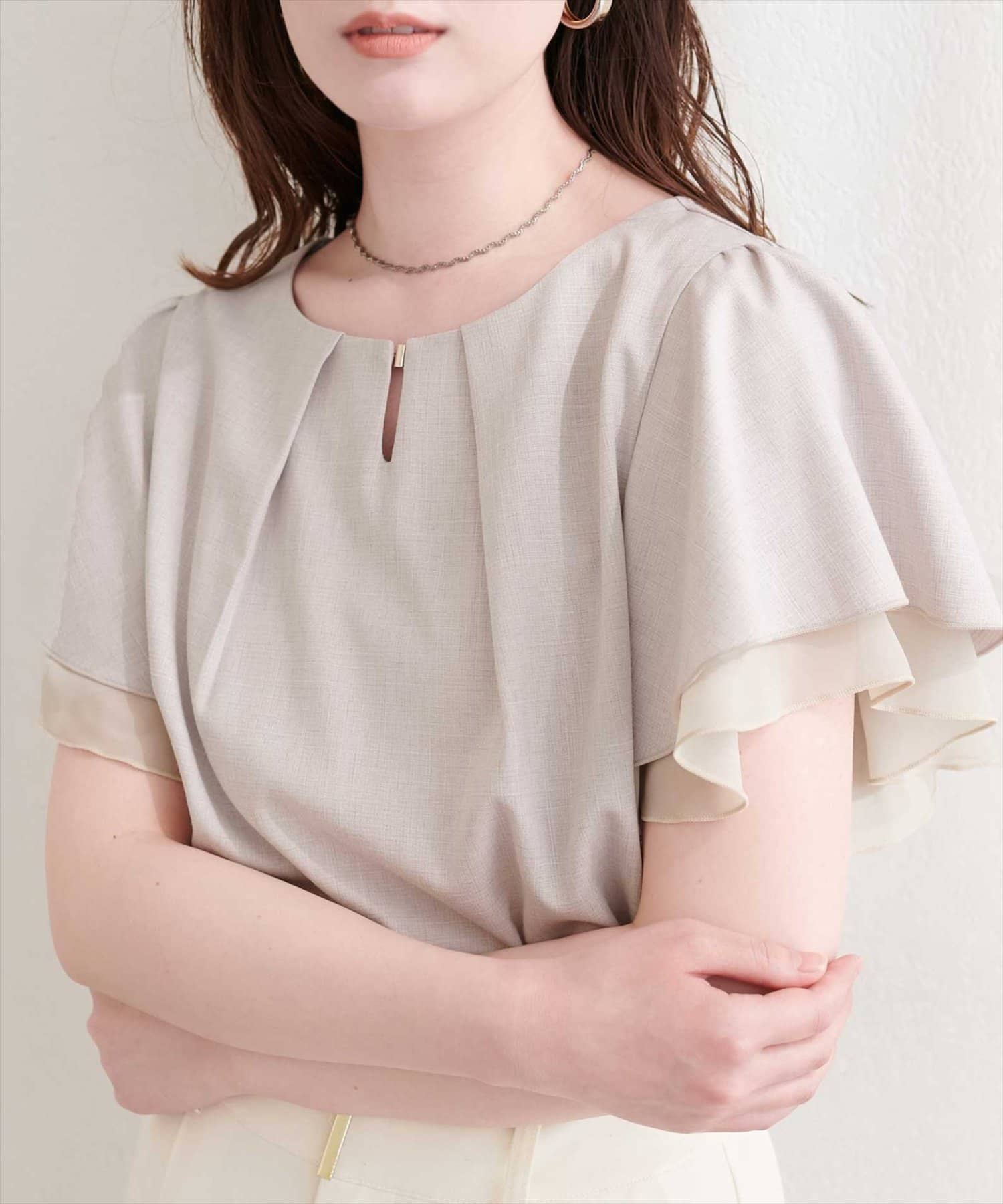 natural couture(ナチュラルクチュール) シアー重ねフリルブラウス