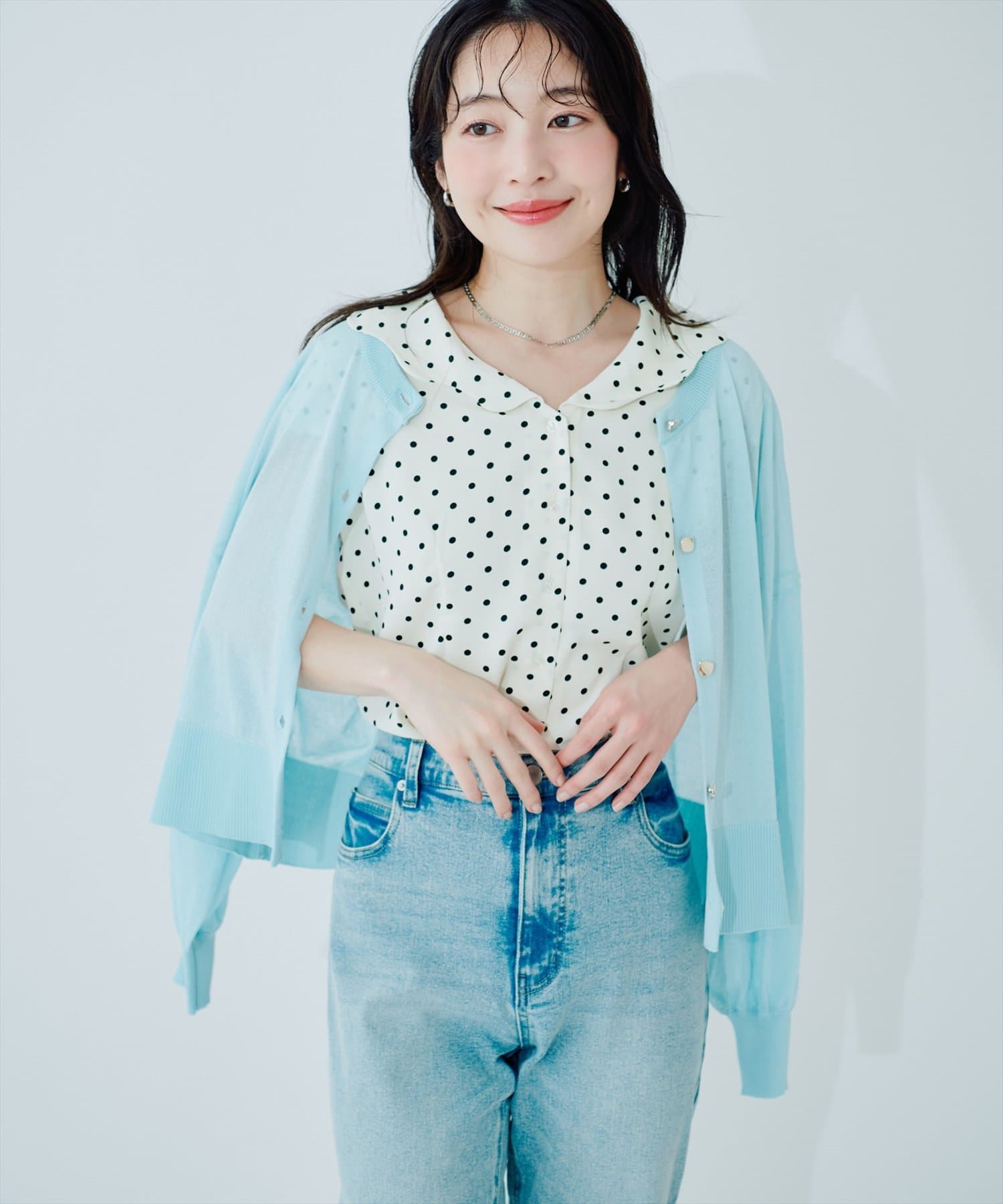 natural couture(ナチュラルクチュール) ゆるスカラップレトロブラウス