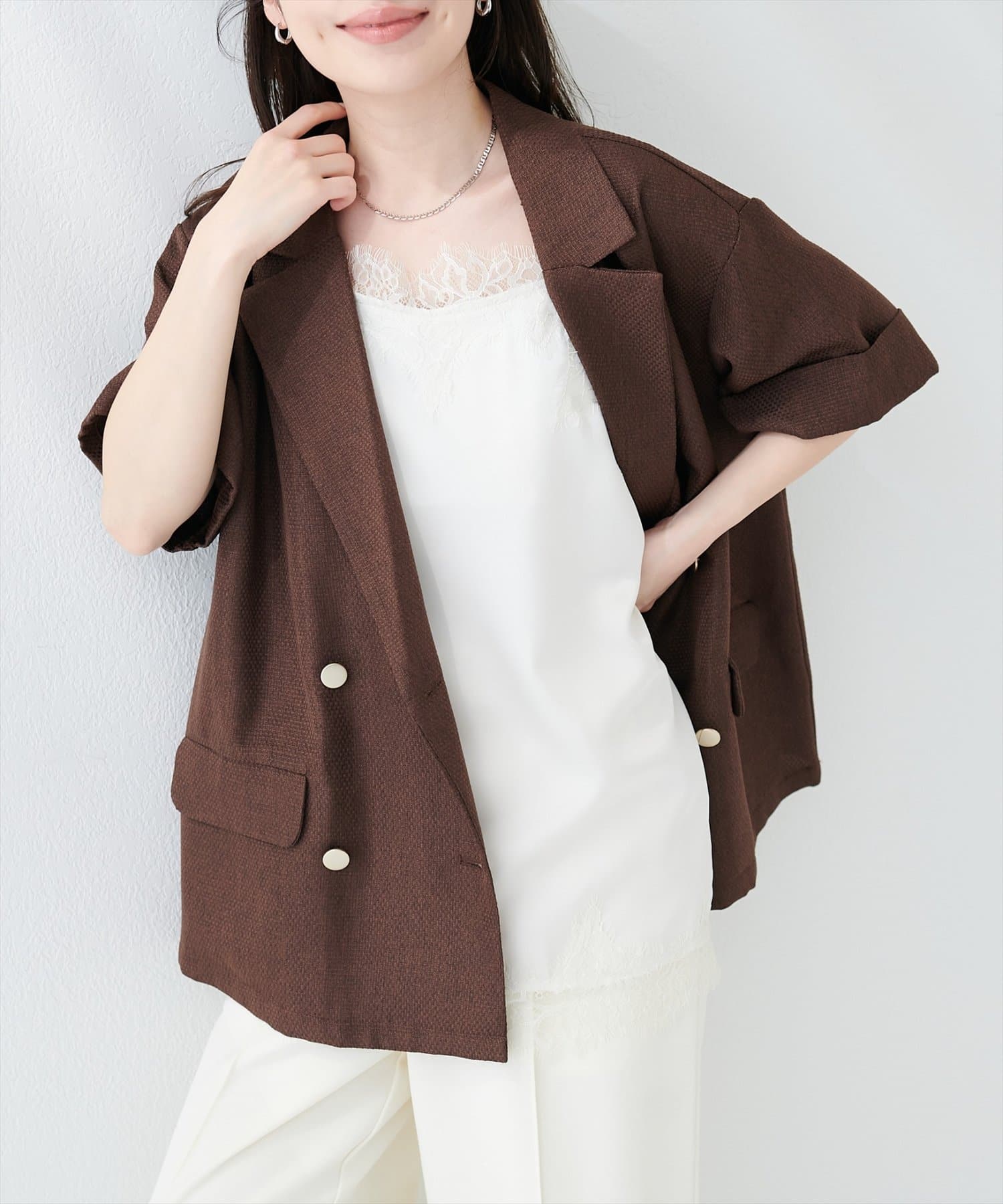 natural couture(ナチュラルクチュール) サテンレースキャミ