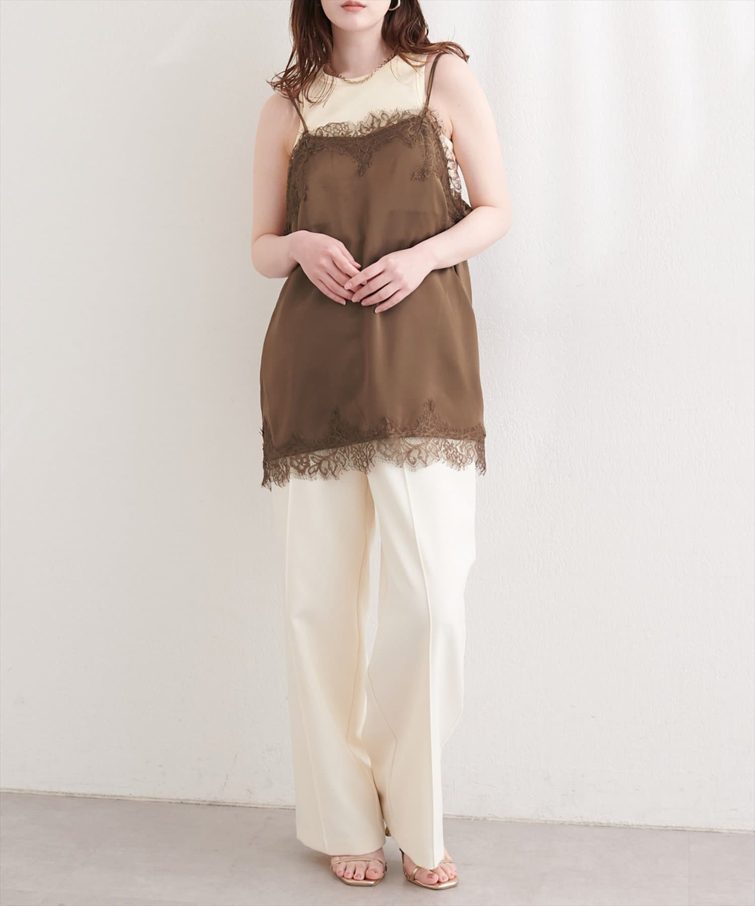 natural couture(ナチュラルクチュール) サテンレースキャミ