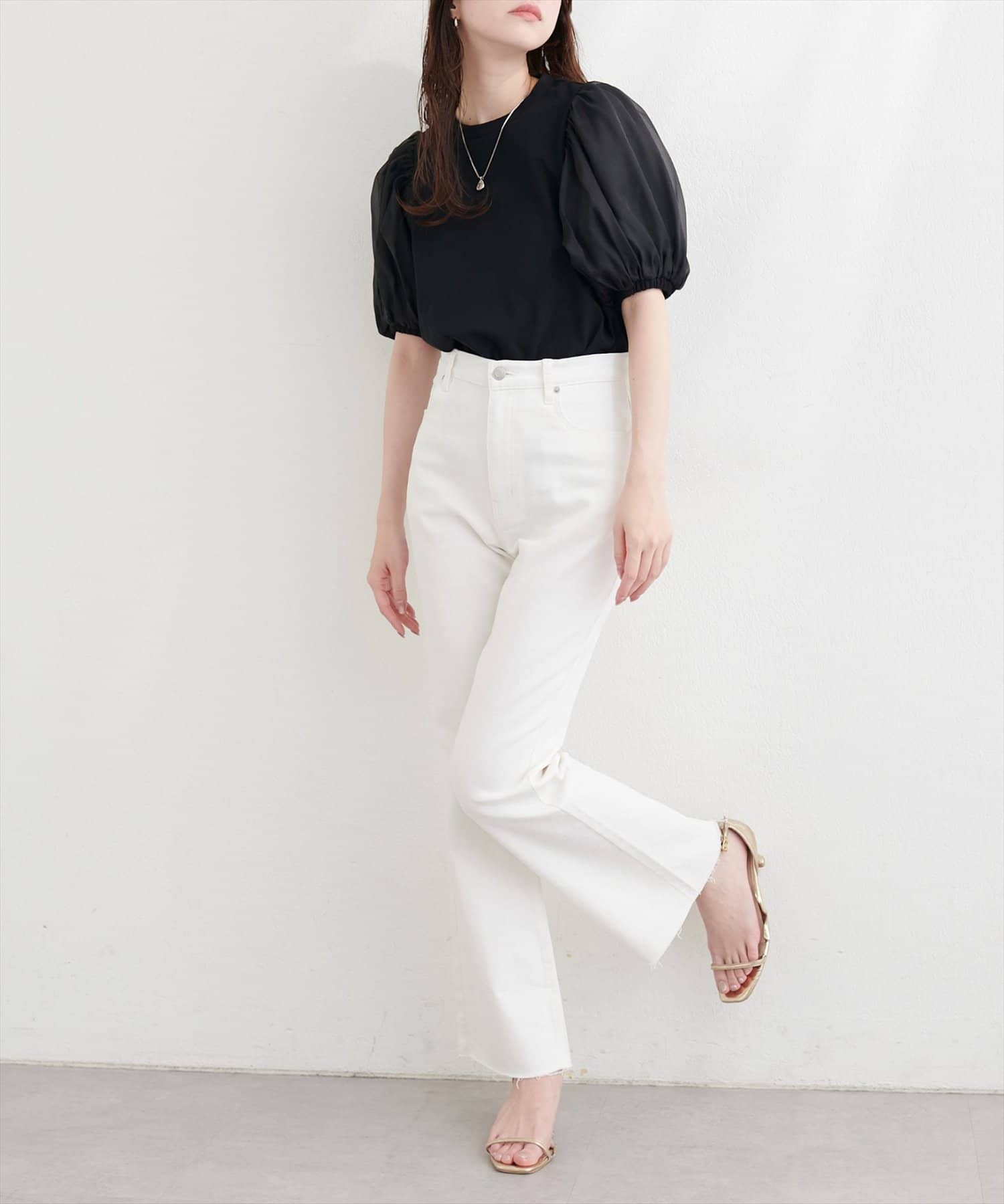 natural couture(ナチュラルクチュール) オーガンジーパフスリーブT