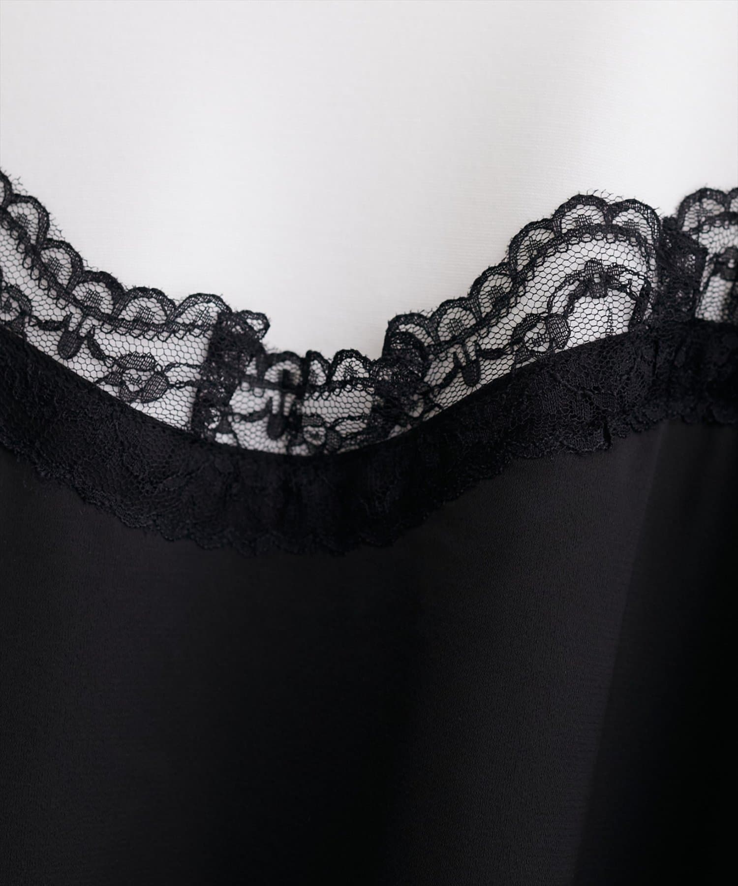 natural couture(ナチュラルクチュール) アシメサテンレースドッキングT