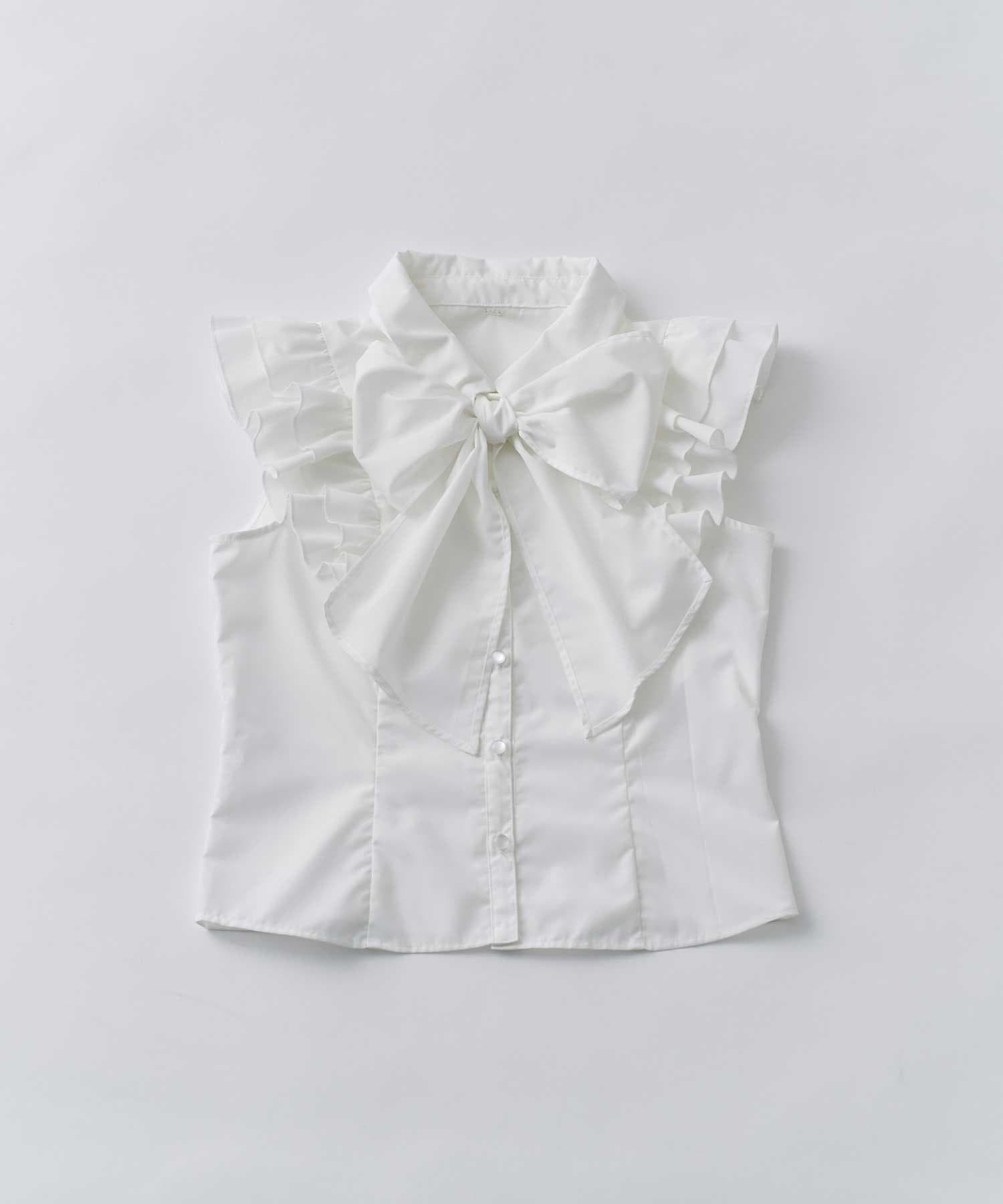 Belle Charme(ベルシャルム) Ribbon Tie Frill Blouse