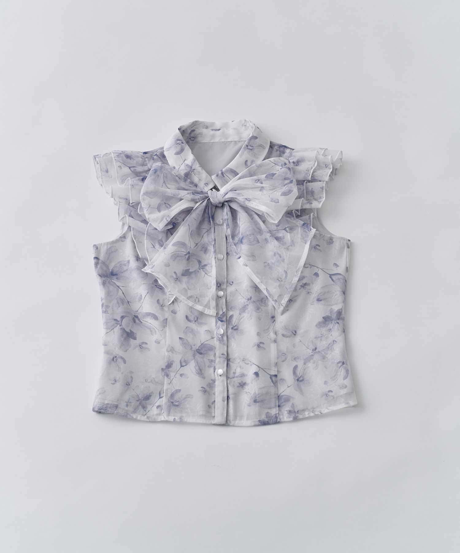 Belle Charme(ベルシャルム) Ribbon Tie Frill Blouse