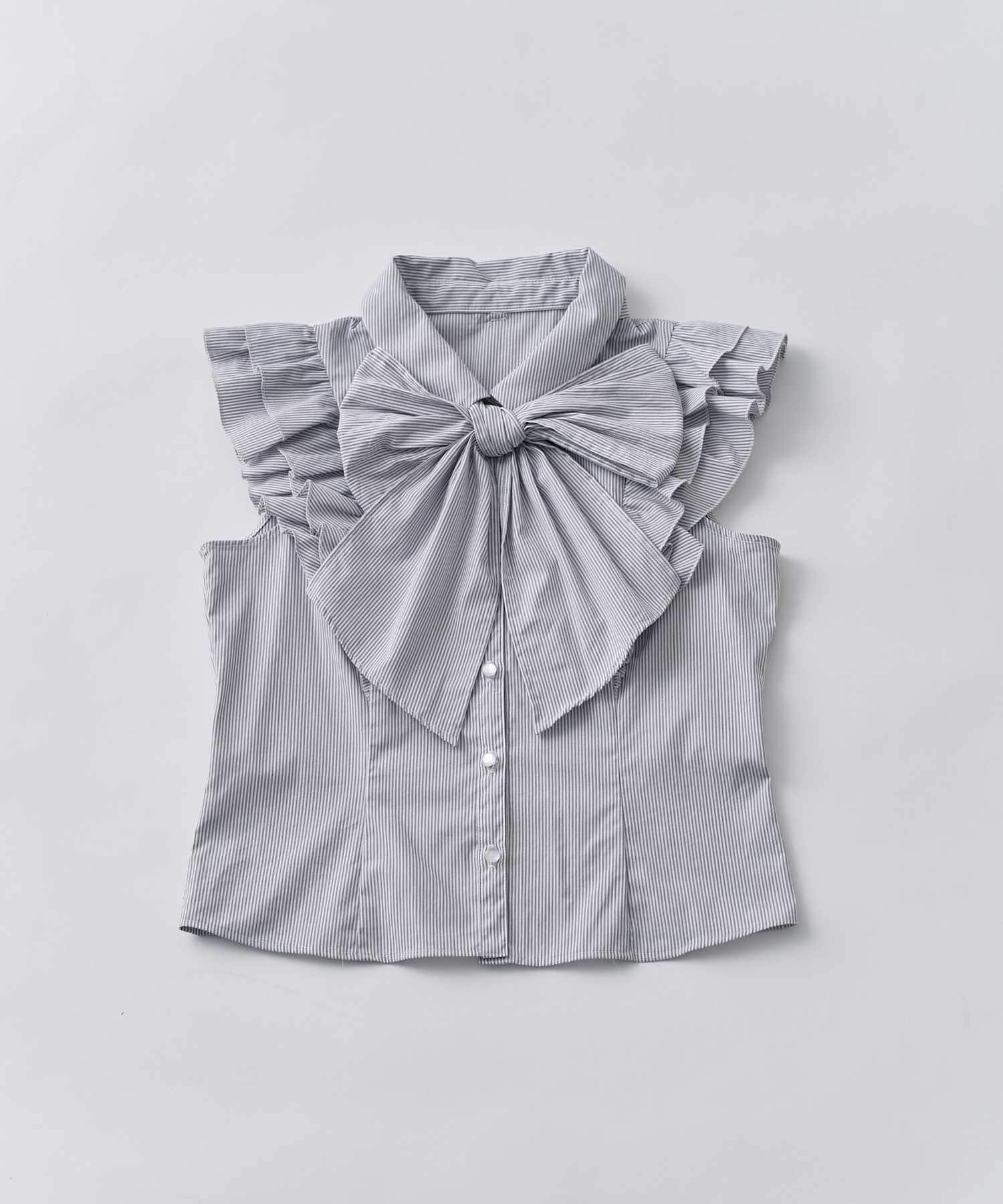 Belle Charme(ベルシャルム) Ribbon Tie Frill Blouse