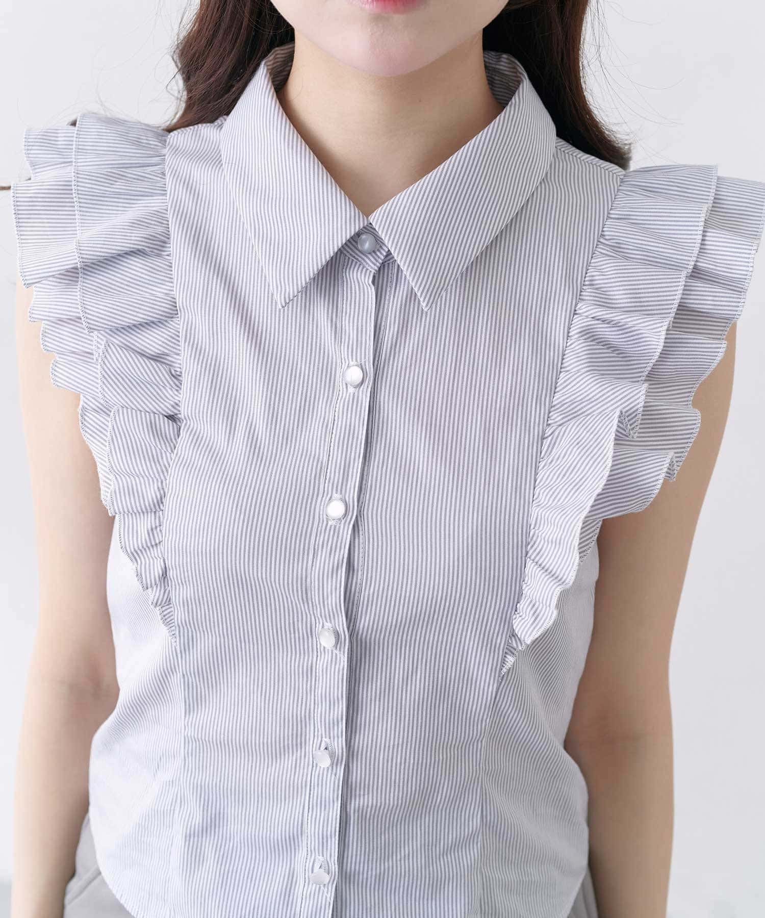 Belle Charme(ベルシャルム) Ribbon Tie Frill Blouse