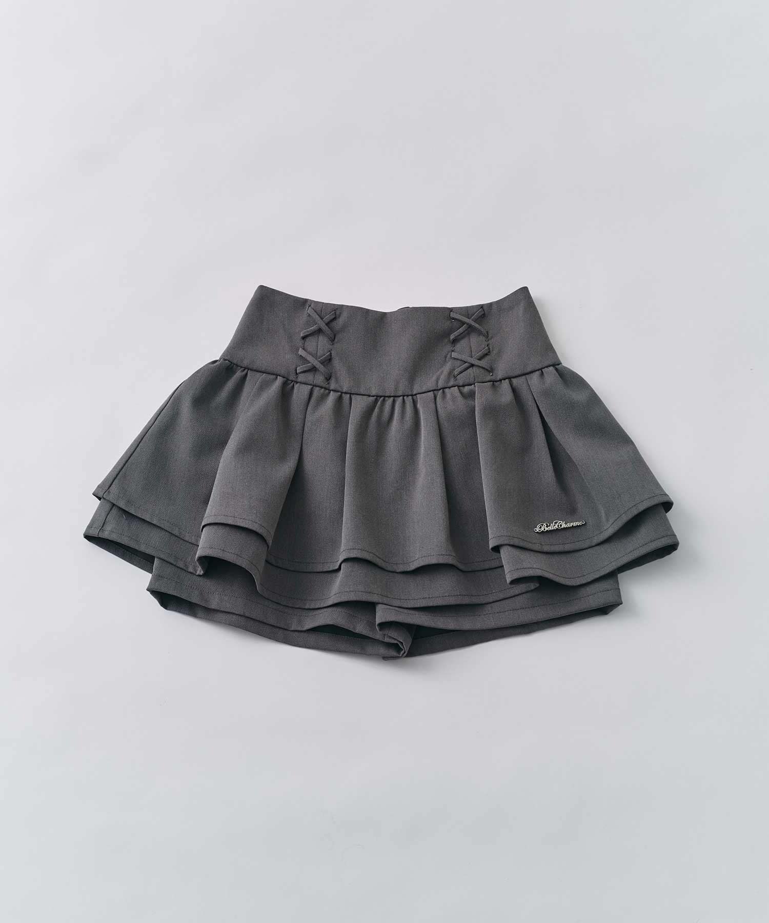 Belle Charme(ベルシャルム) Lace-up Tiored Flare Skirt