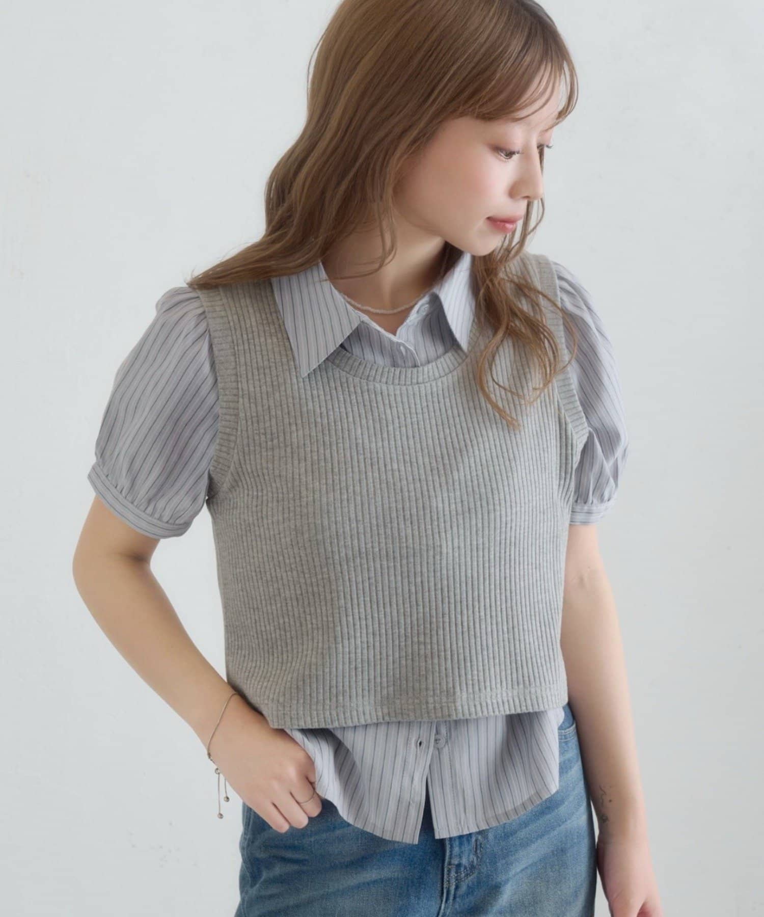 Kastane(カスタネ) パフシャツ×タンクSET