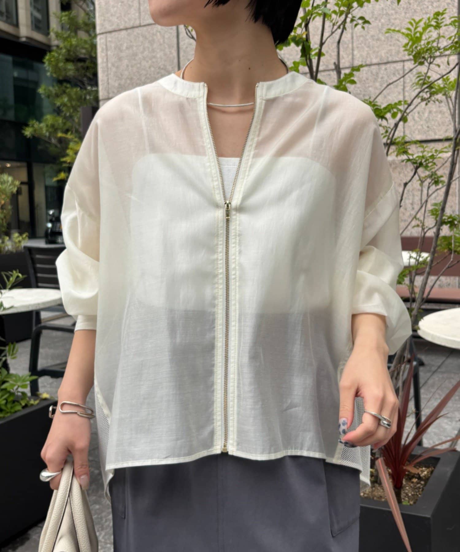 Jena　espace merveilleux(ジェナ　エスパスメルヴェイユ) バックラッフルメッシュジャケット
