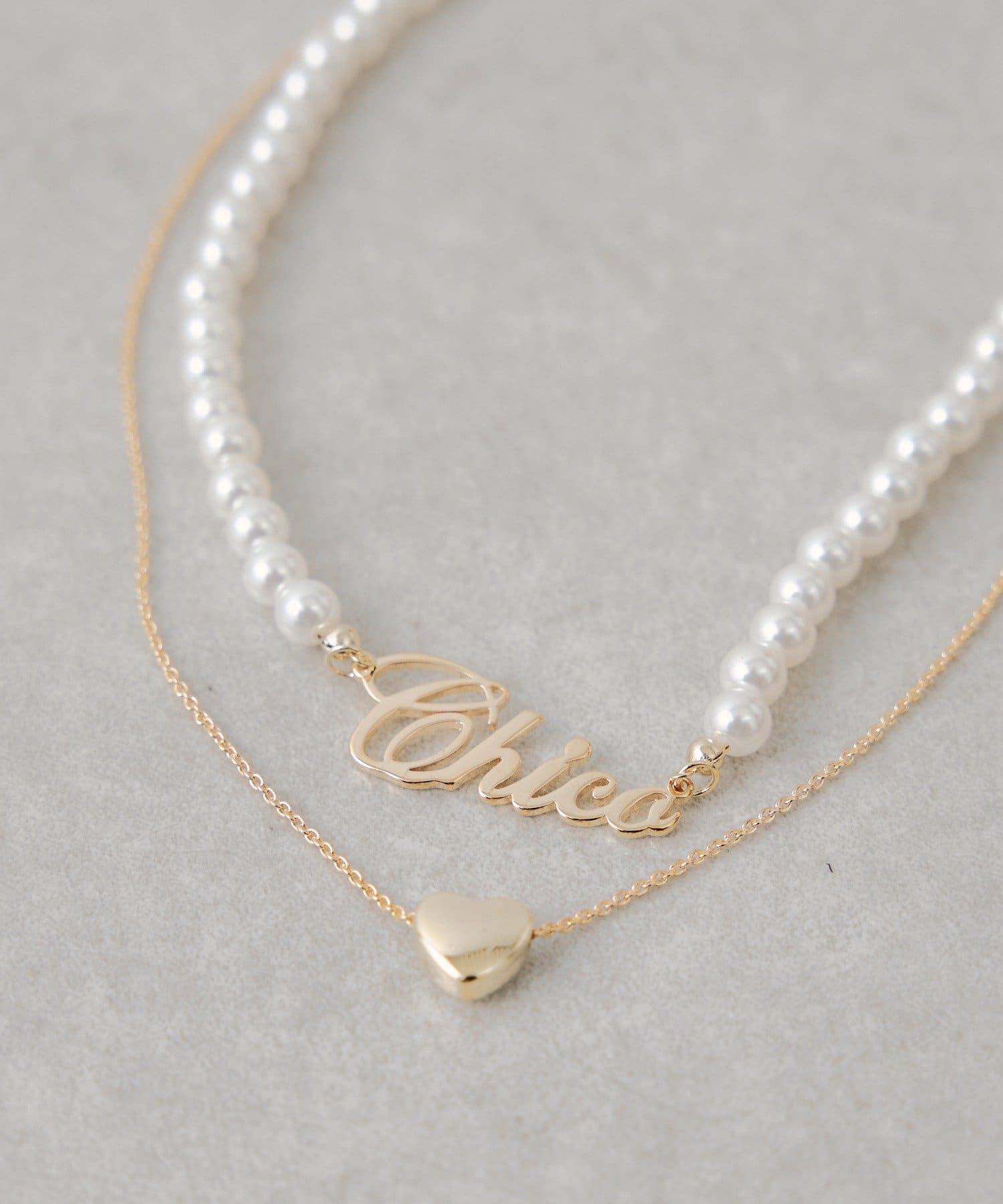 Chico(チコ) ロゴパール+ハートネックレスセット