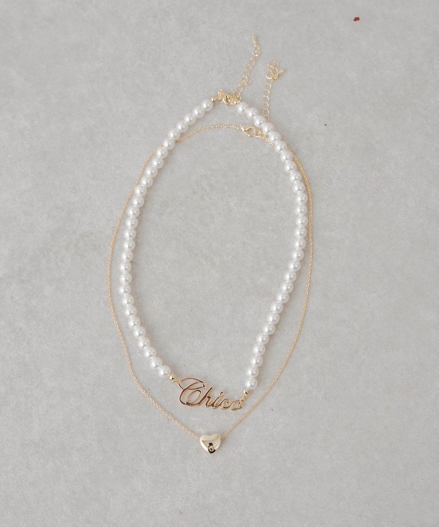 Chico(チコ) ロゴパール+ハートネックレスセット