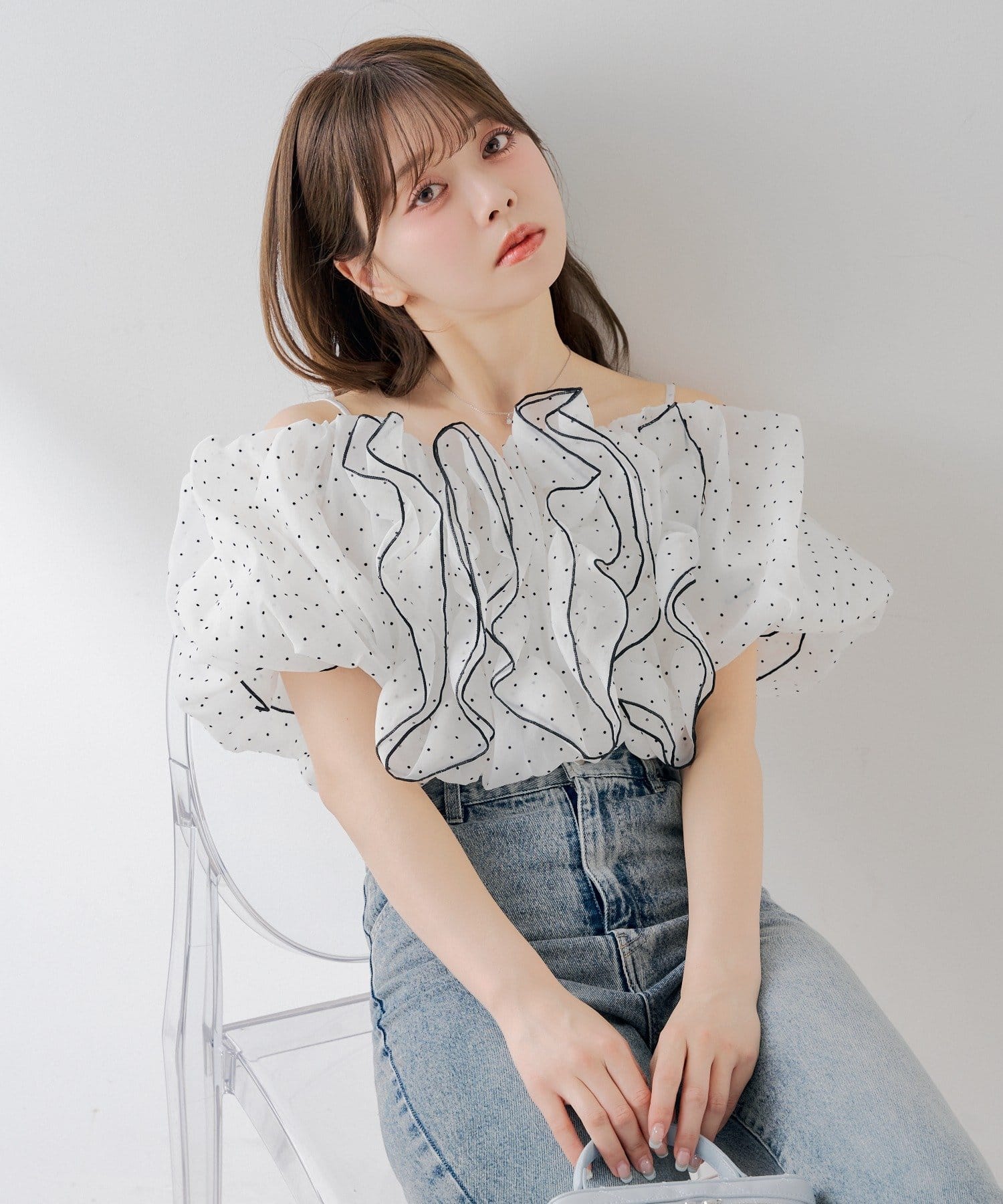 Chico(チコ) フリルオフショルバルーンブラウス