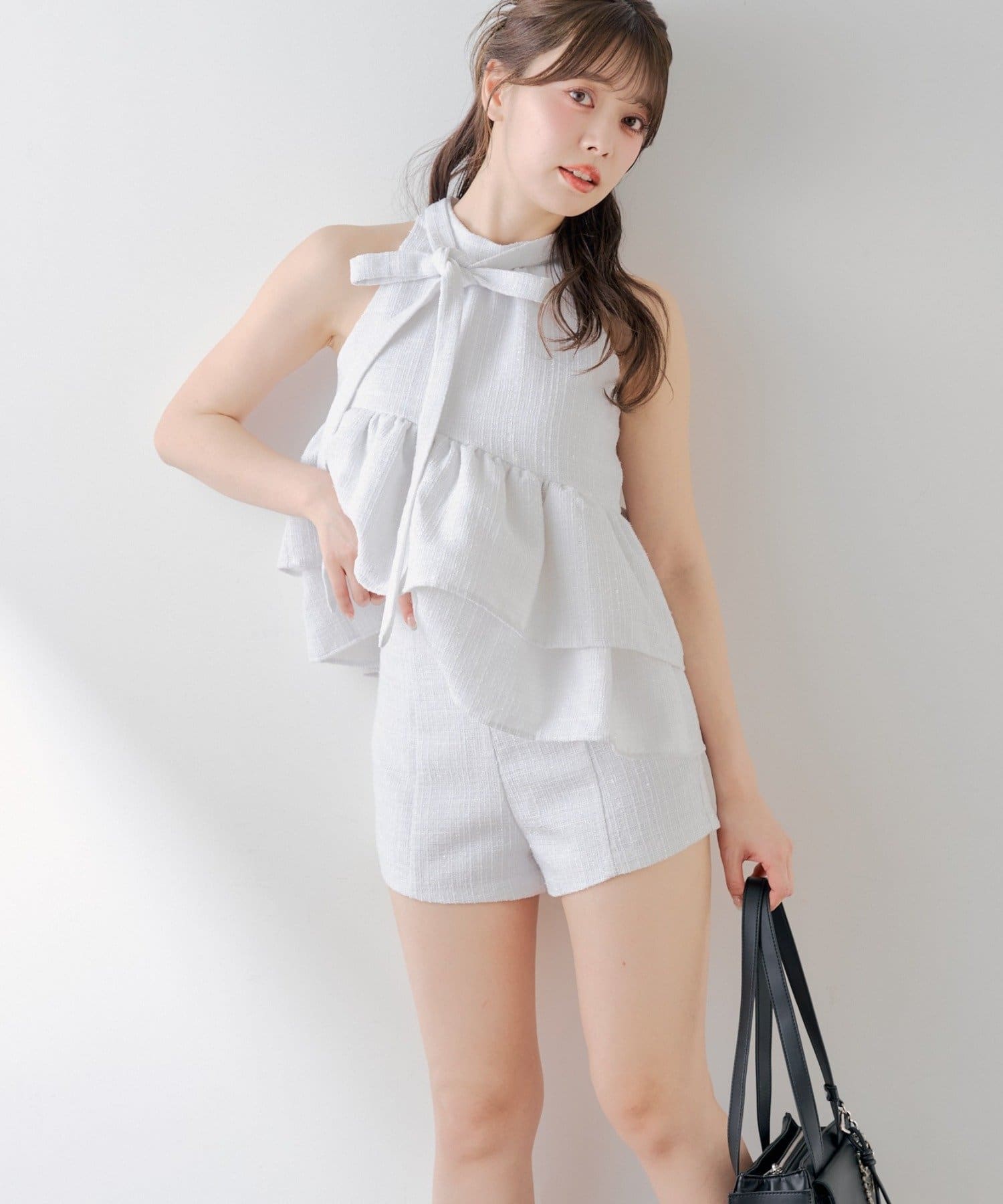 Chico(チコ) 【セットアップ対応】ツイードコンパクトショートパンツ