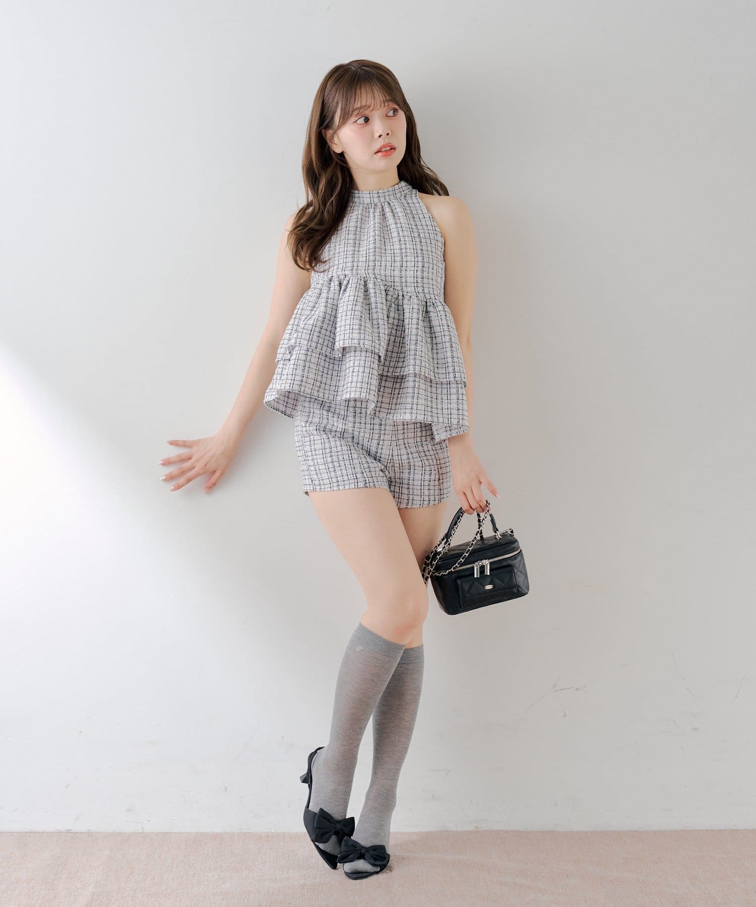 Chico(チコ) 【セットアップ対応】ツイードコンパクトショートパンツ