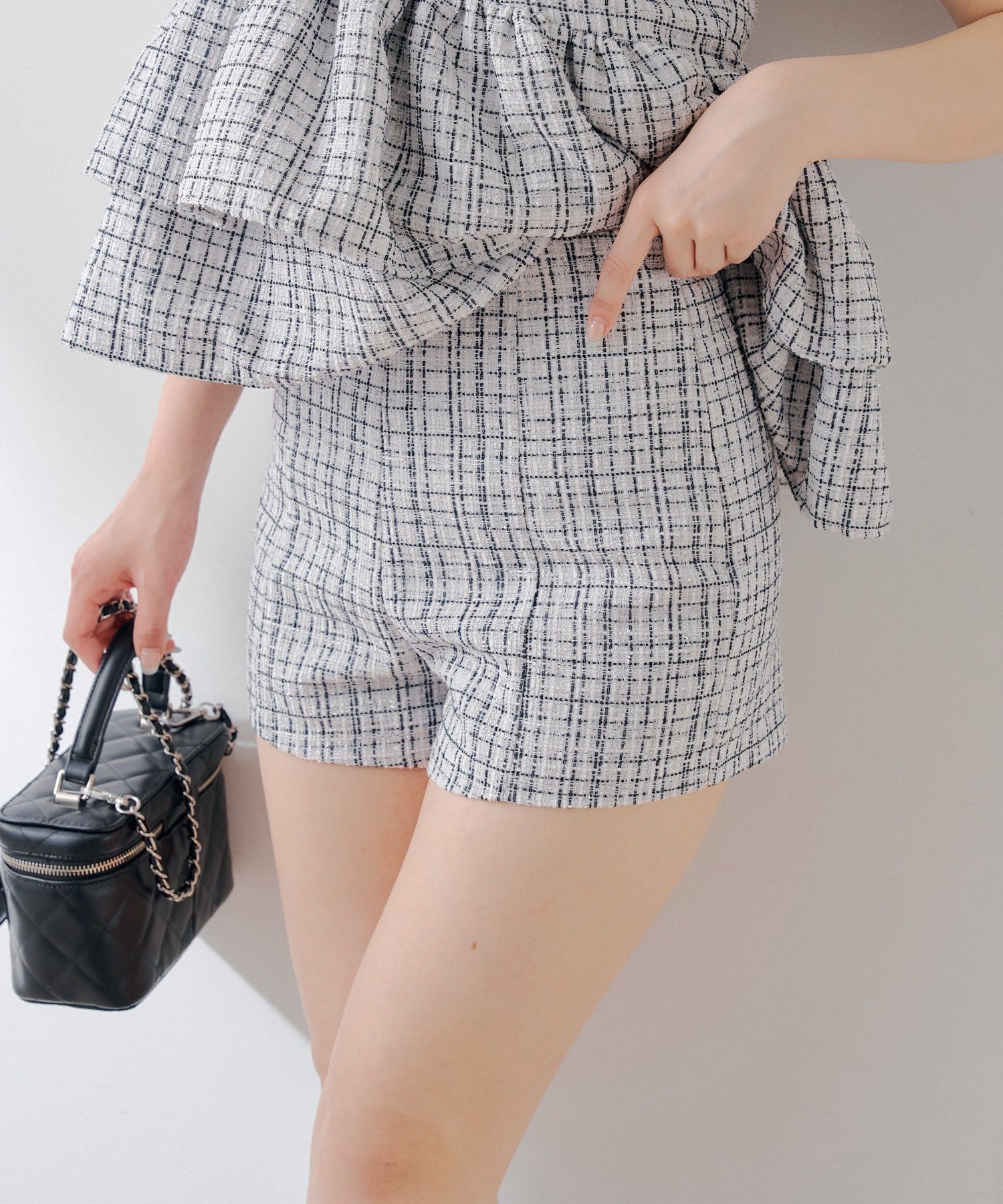 Chico(チコ) 【セットアップ対応】ツイードコンパクトショートパンツ