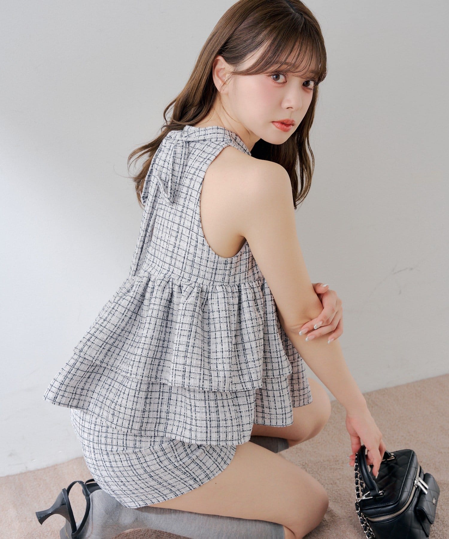 Chico(チコ) 【セットアップ対応】ツイードアメスリブラウス