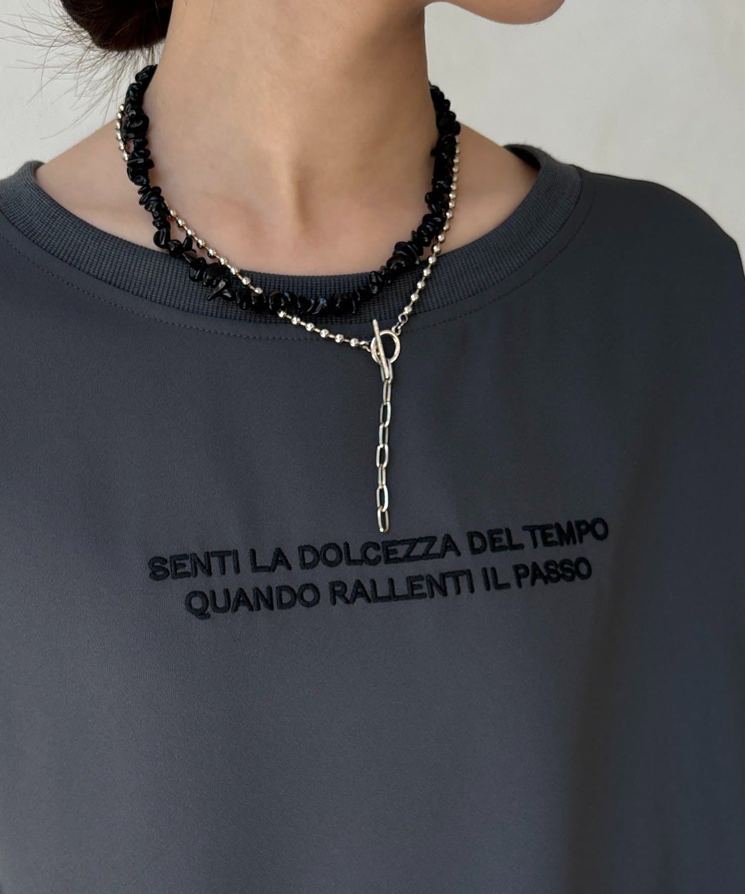 DOUDOU(ドゥドゥ) 刺繍ロゴジョーゼットTEE