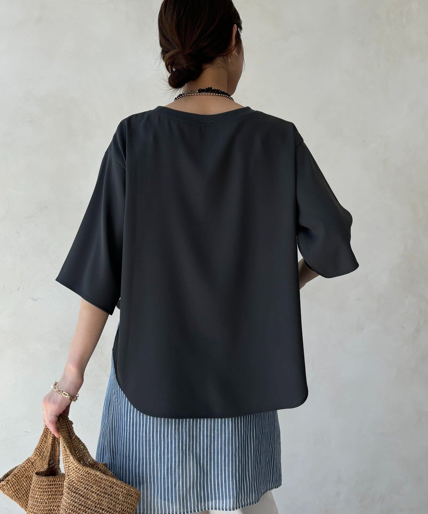 DOUDOU(ドゥドゥ) 刺繍ロゴジョーゼットTEE