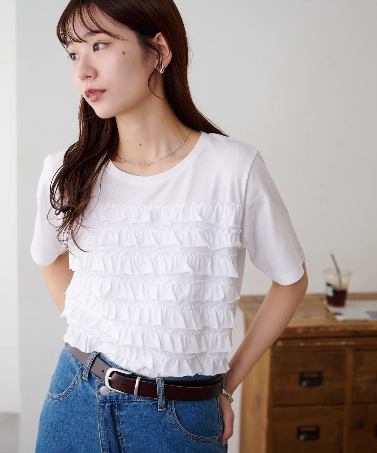 DISCOAT(ディスコート) フリルたたきTシャツ