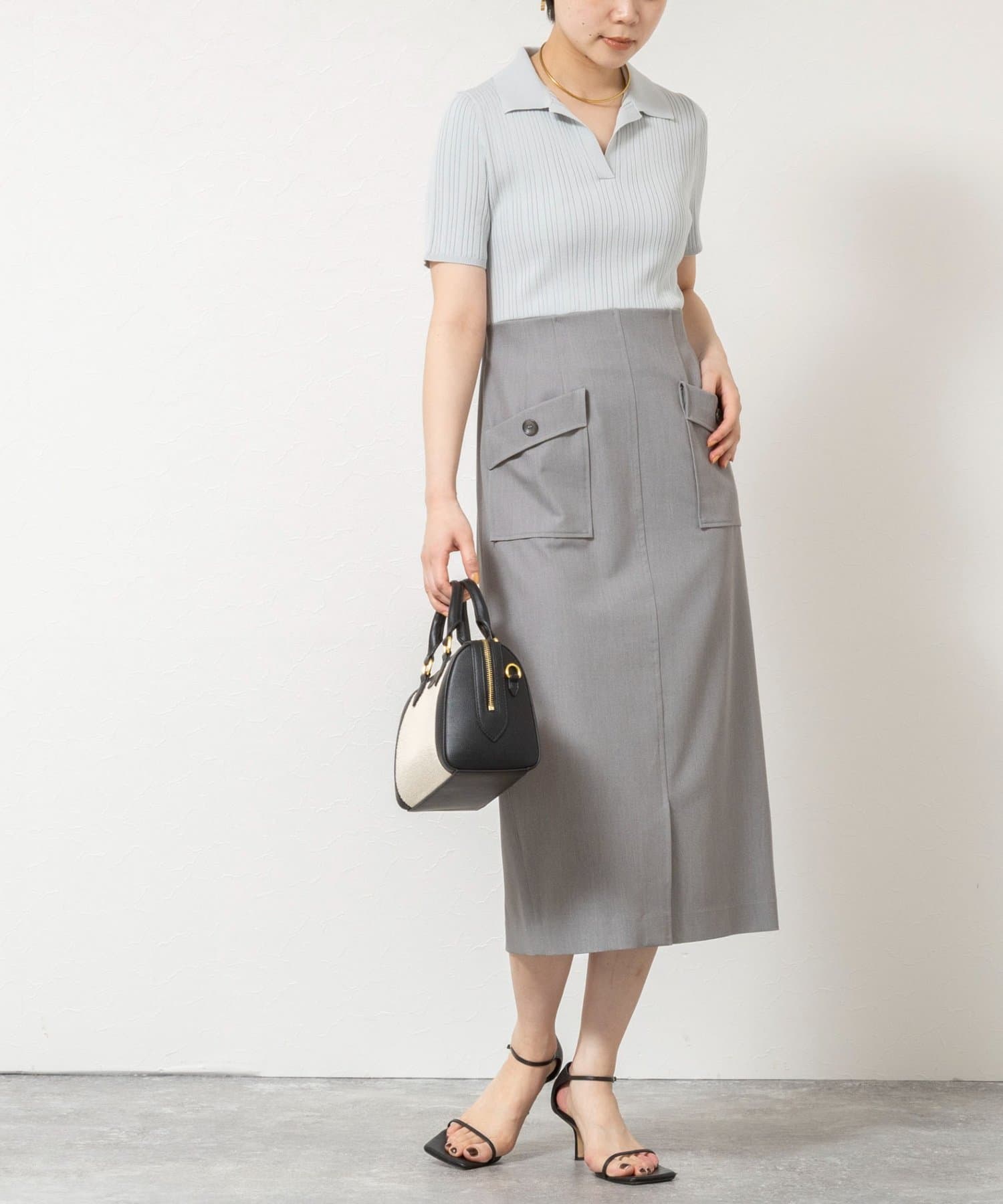 NOLLEY'S(ノーリーズ) ウォッシャブルポロニットタイトスカートドッキングワンピース