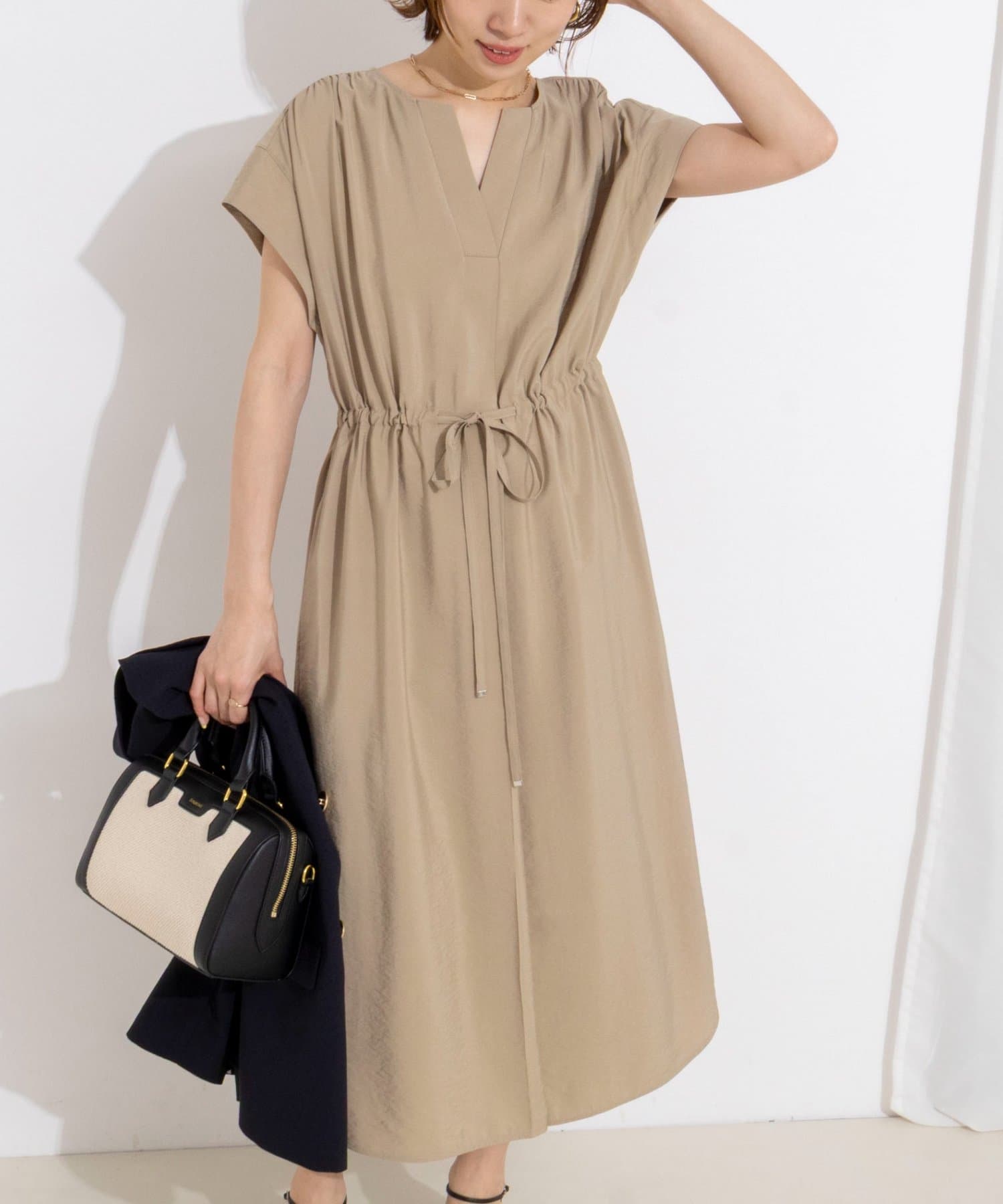 NOLLEY'S(ノーリーズ) ウォッシャブル前タックワンピース