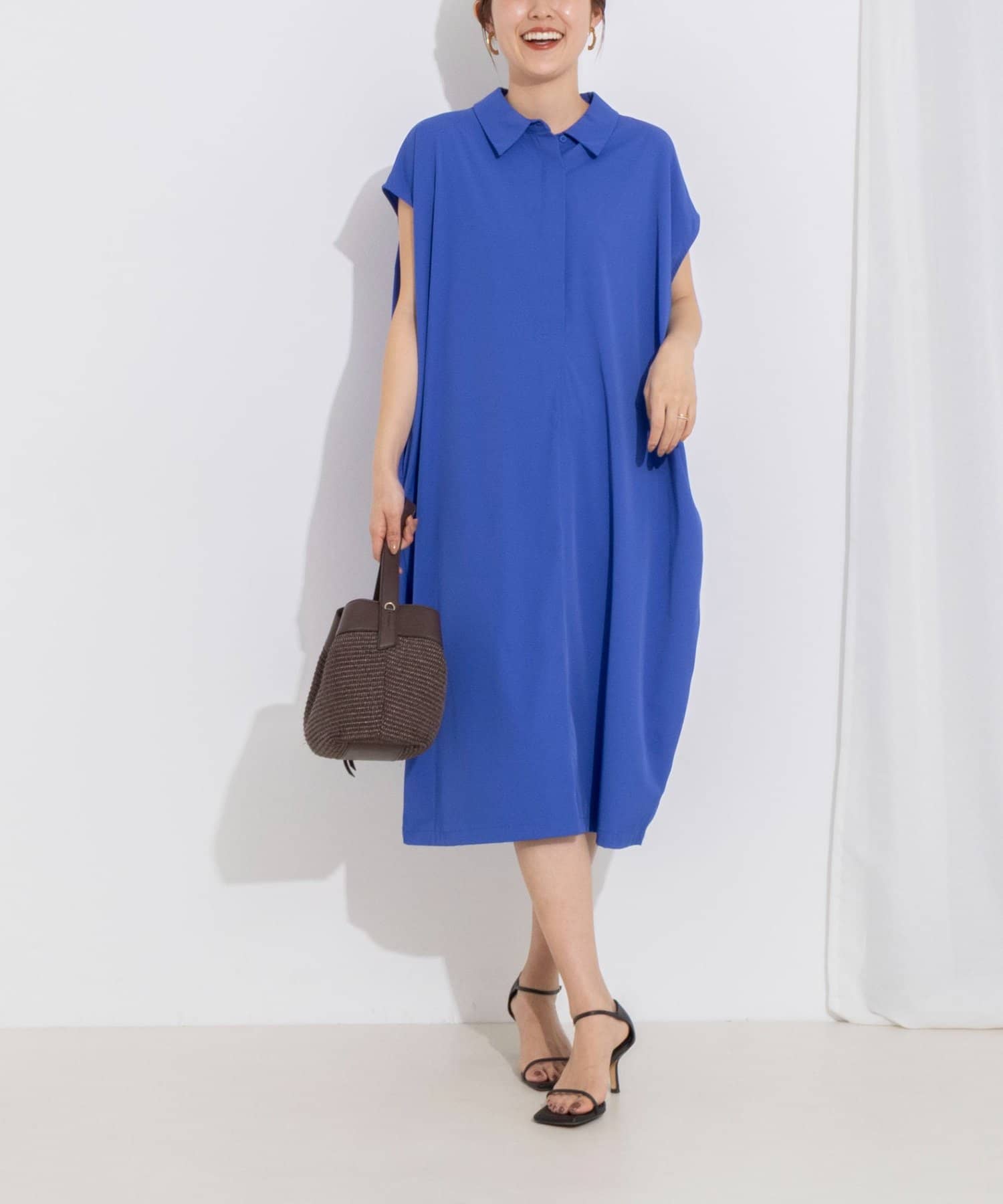 NOLLEY'S(ノーリーズ) ウォッシャブル襟付きコクーンワンピース