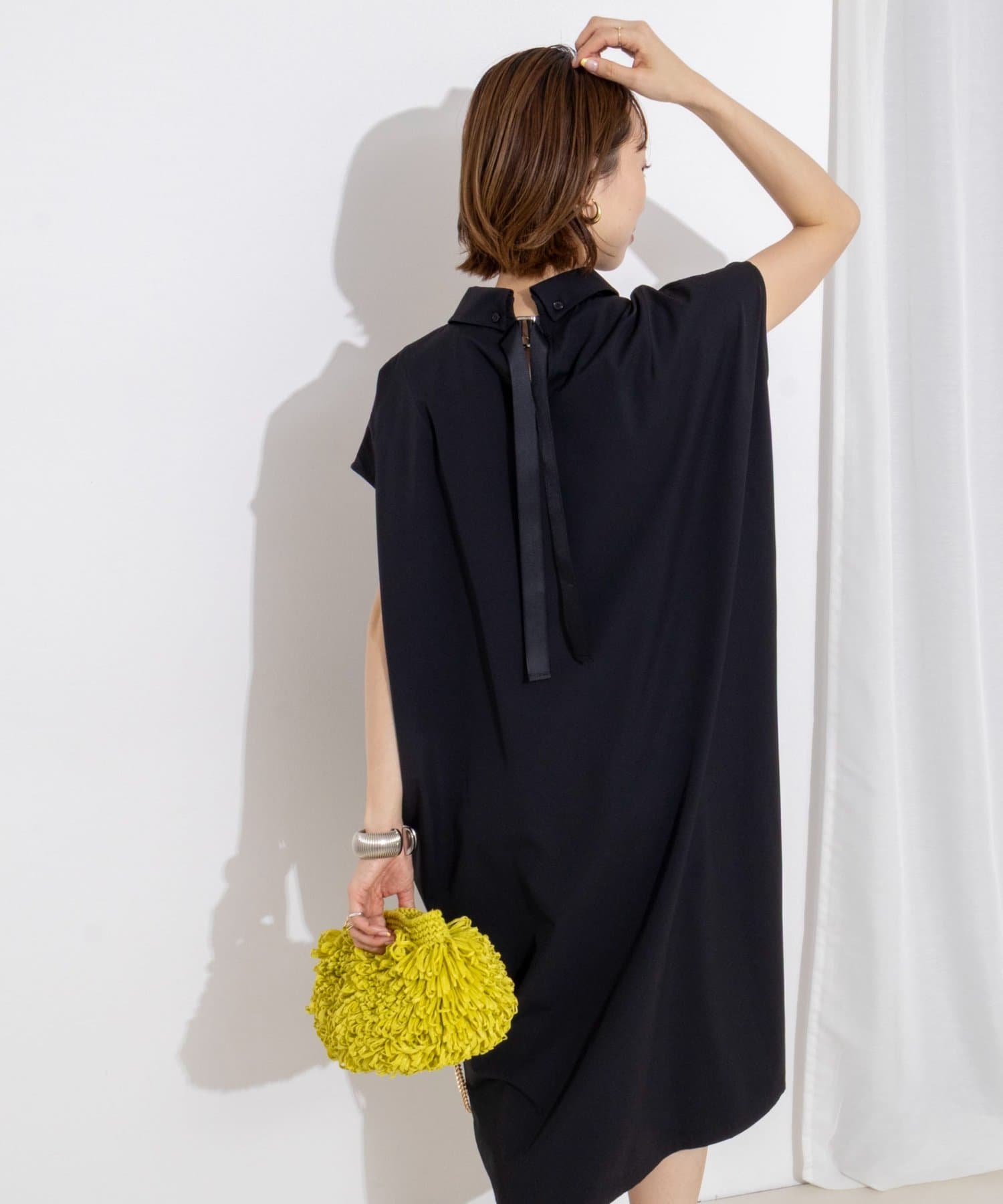 NOLLEY'S(ノーリーズ) ウォッシャブル襟付きコクーンワンピース