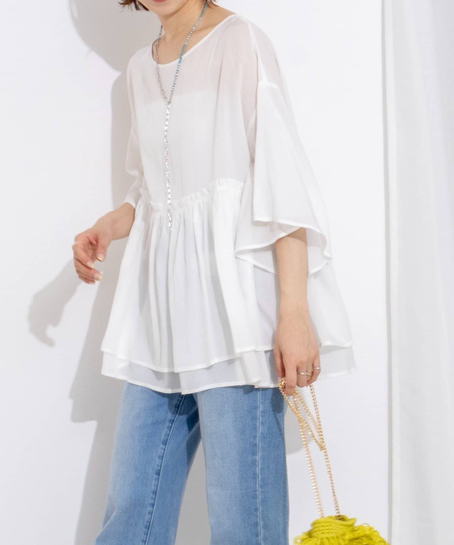 NOLLEY'S(ノーリーズ) 【WEB限定】ダブルギャザーオーバーブラウス