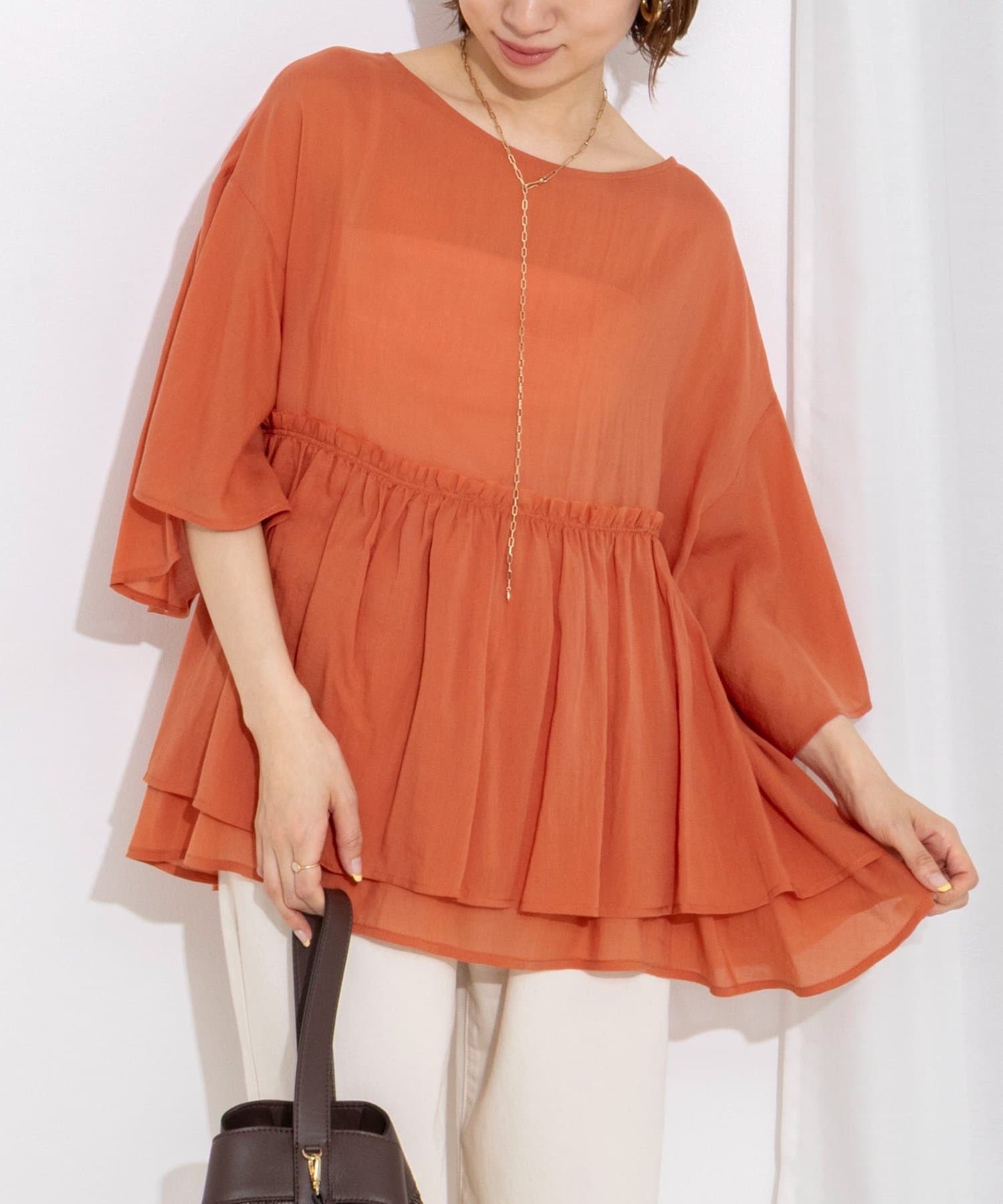 NOLLEY'S(ノーリーズ) 【WEB限定】ダブルギャザーオーバーブラウス