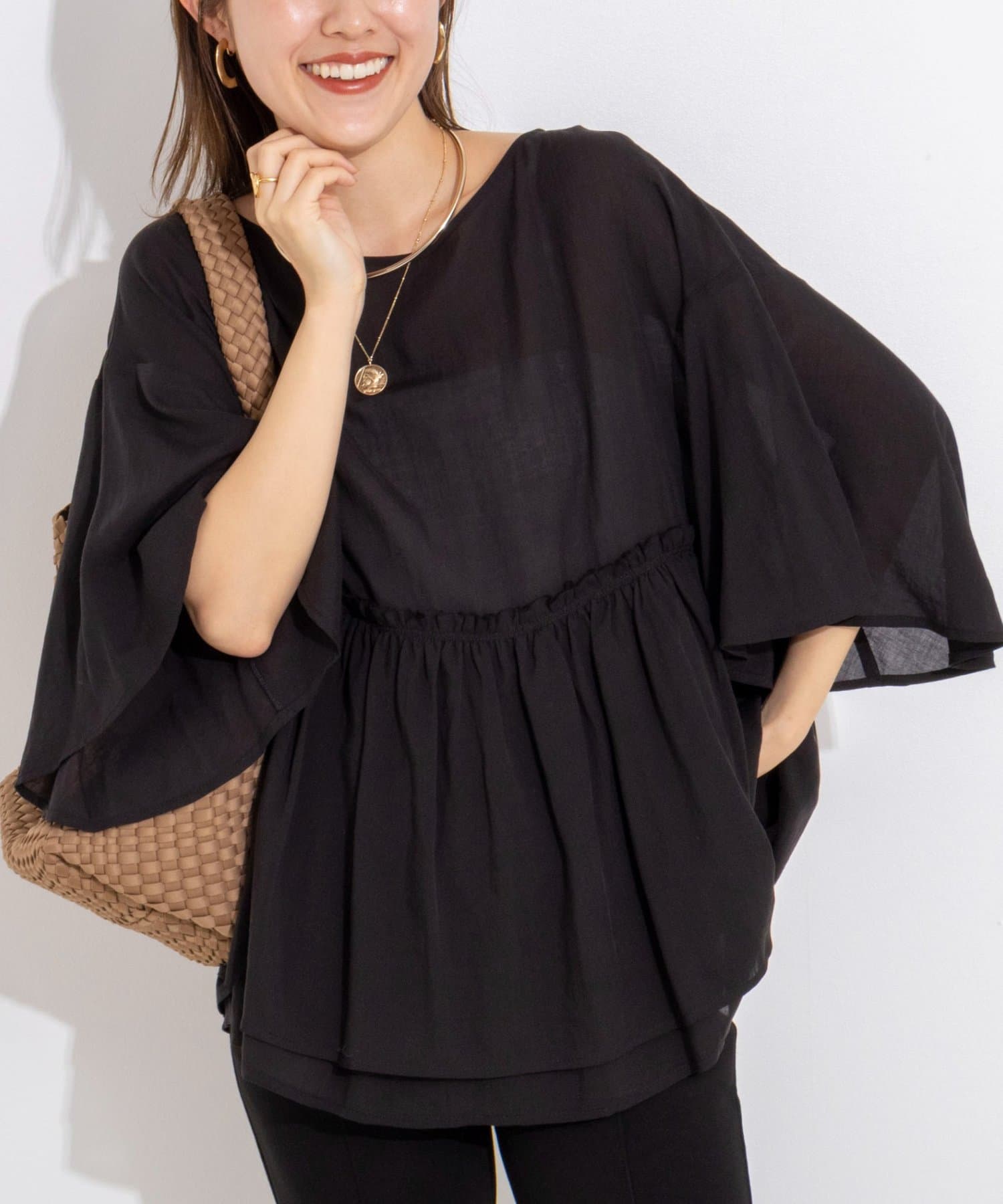 NOLLEY'S(ノーリーズ) 【WEB限定】ダブルギャザーオーバーブラウス