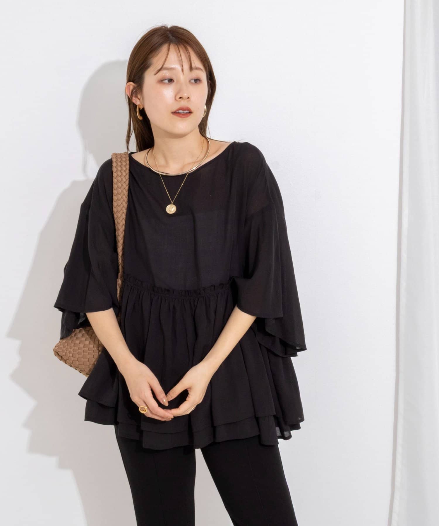 NOLLEY'S(ノーリーズ) 【WEB限定】ダブルギャザーオーバーブラウス