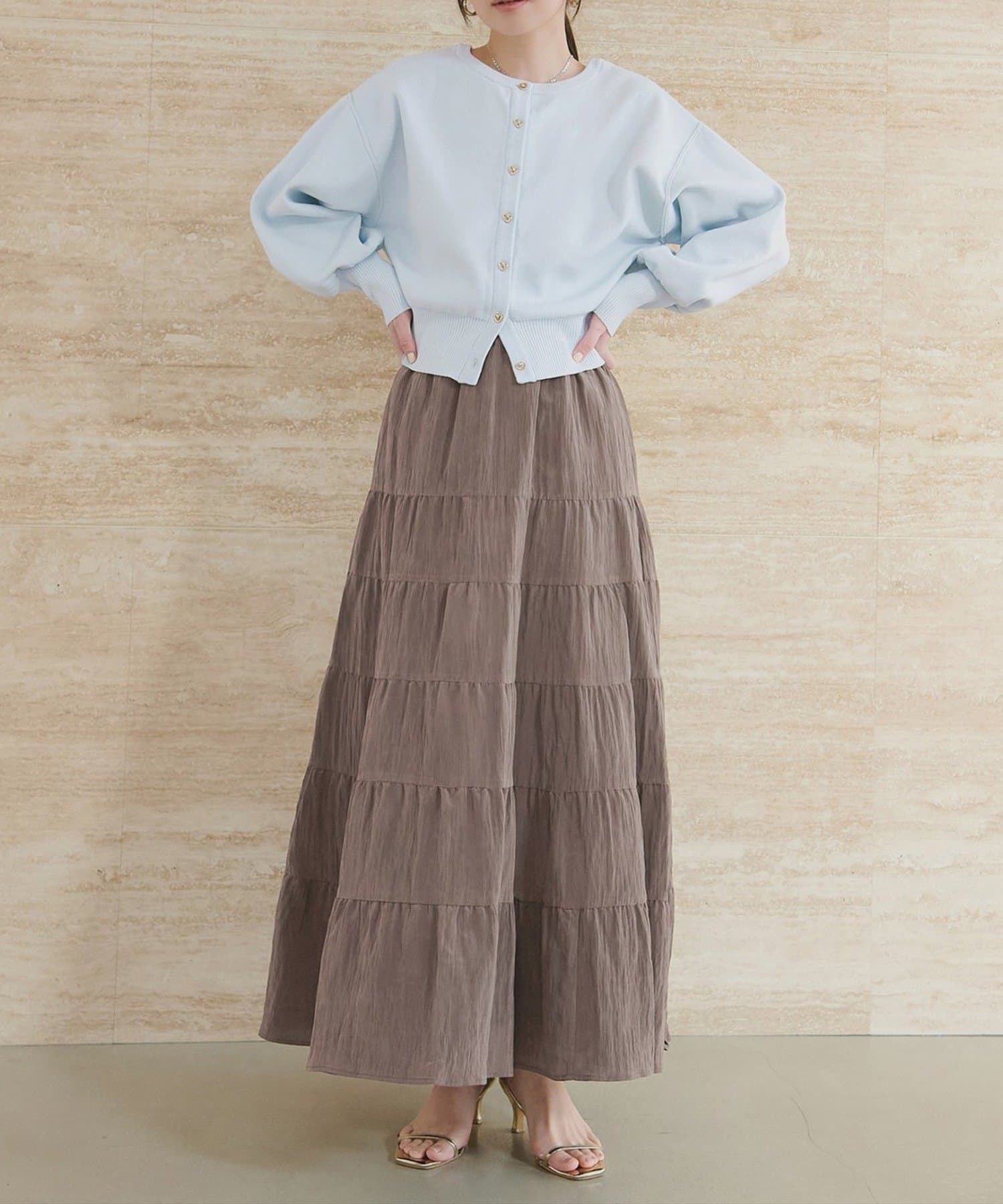 NICE CLAUP / OLIVE des OLIVE OUTLET(ナイスクラップ  / オリーブ デ オリーブ アウトレット) 【natural couture】サテンティアードスカート