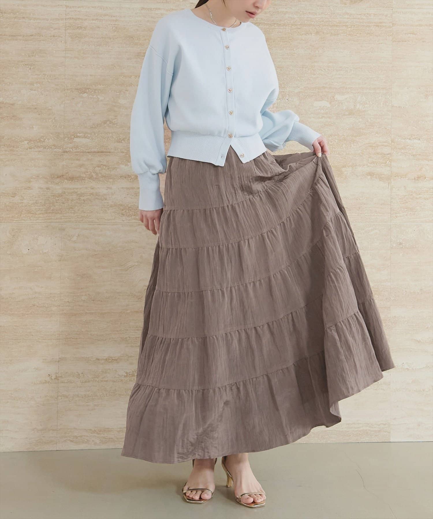 NICE CLAUP / OLIVE des OLIVE OUTLET(ナイスクラップ  / オリーブ デ オリーブ アウトレット) 【natural couture】サテンティアードスカート