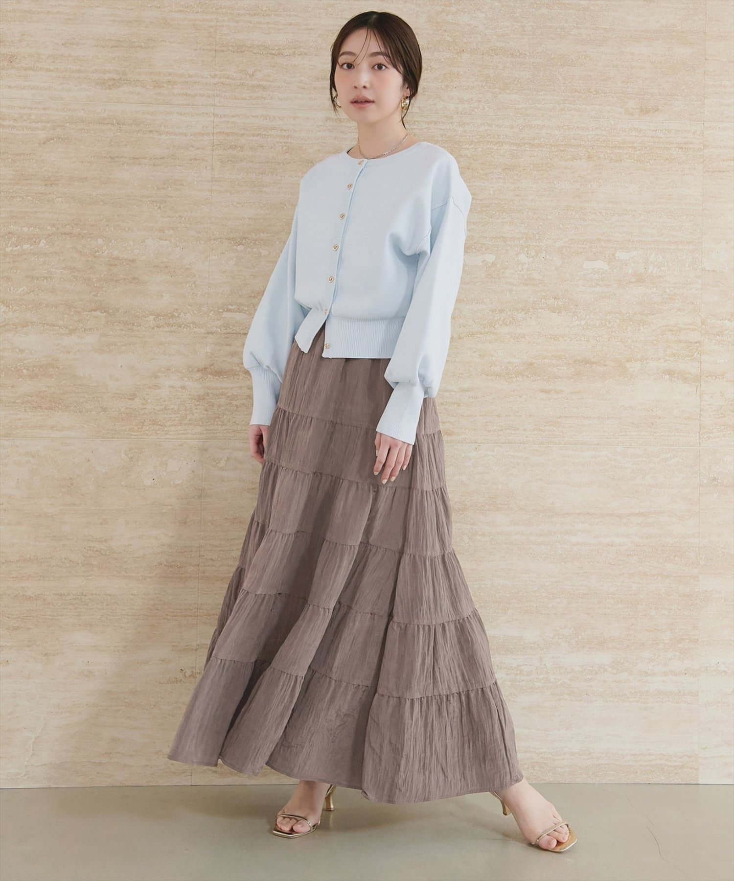 NICE CLAUP / OLIVE des OLIVE OUTLET(ナイスクラップ  / オリーブ デ オリーブ アウトレット) 【natural couture】サテンティアードスカート