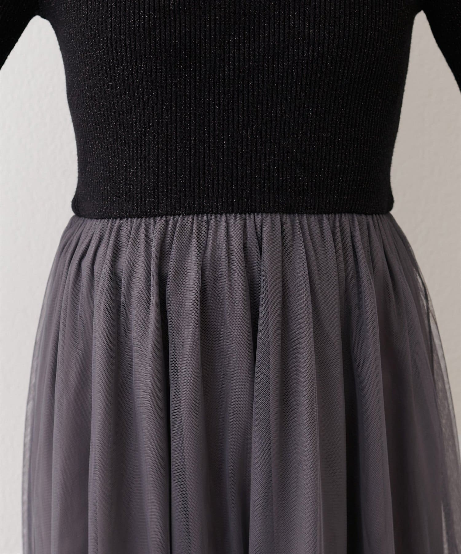 NICE CLAUP / OLIVE des OLIVE OUTLET(ナイスクラップ  / オリーブ デ オリーブ アウトレット) 【natural couture】リボンチャームニットドッキングワンピース