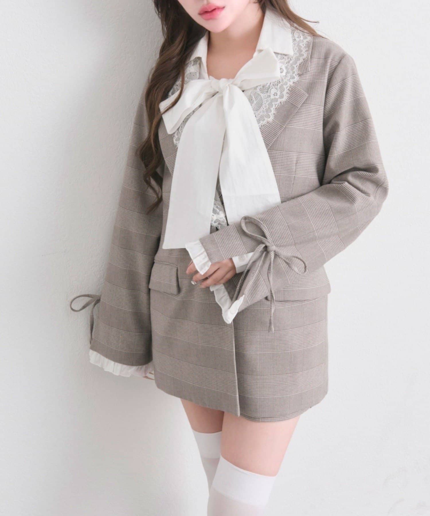 NICE CLAUP / OLIVE des OLIVE OUTLET(ナイスクラップ  / オリーブ デ オリーブ アウトレット) 【OLIVE des OLIVE】レース衿ゆるたぽテーラードジャケット