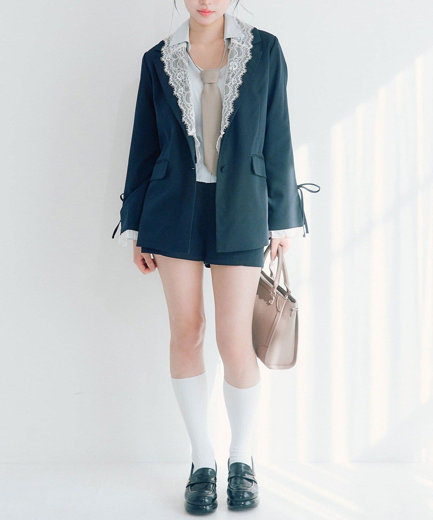 NICE CLAUP / OLIVE des OLIVE OUTLET(ナイスクラップ  / オリーブ デ オリーブ アウトレット) 【OLIVE des OLIVE】レース衿ゆるたぽテーラードジャケット