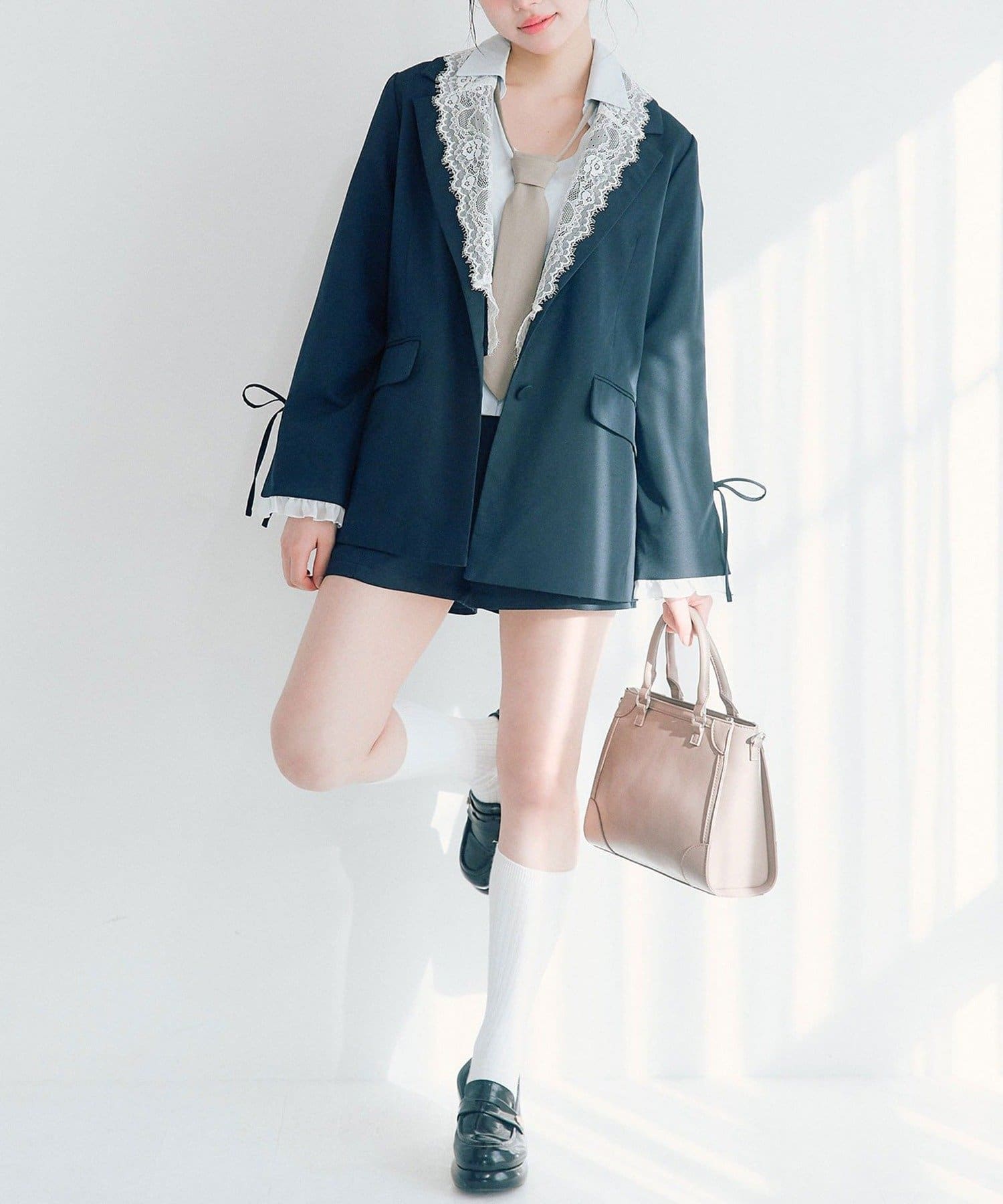 NICE CLAUP / OLIVE des OLIVE OUTLET(ナイスクラップ  / オリーブ デ オリーブ アウトレット) 【OLIVE des OLIVE】レース衿ゆるたぽテーラードジャケット