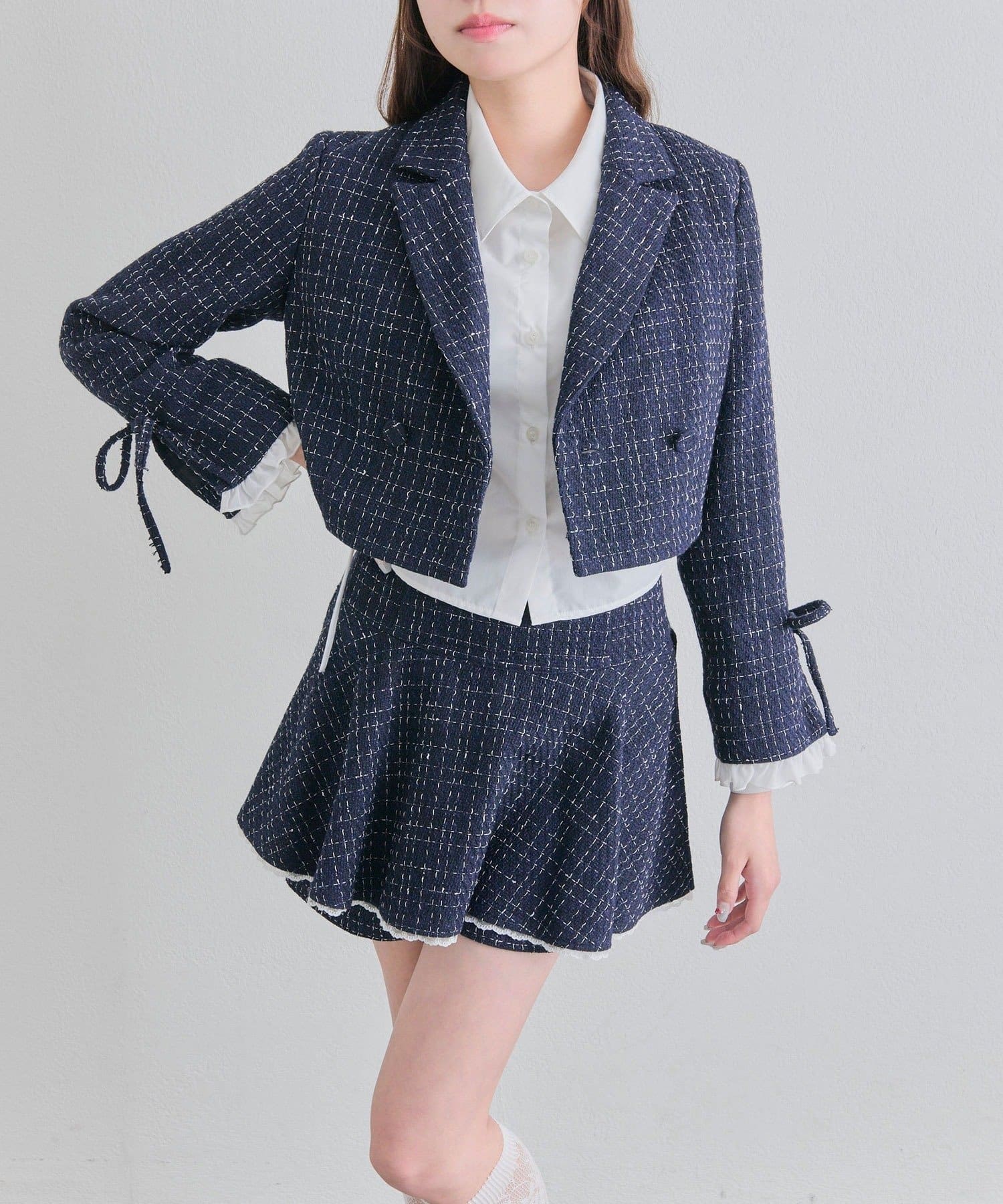 NICE CLAUP / OLIVE des OLIVE OUTLET(ナイスクラップ  / オリーブ デ オリーブ アウトレット) 【OLIVE des OLIVE】レース衿ショート丈テーラードジャケット