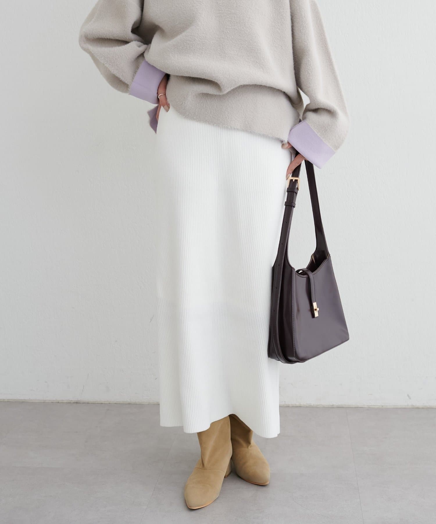 NICE CLAUP / OLIVE des OLIVE OUTLET(ナイスクラップ  / オリーブ デ オリーブ アウトレット) 【LARUTA】カシミアタッチリブニットスカート