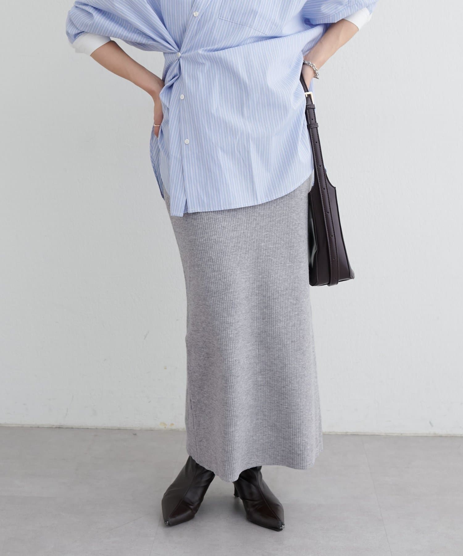NICE CLAUP / OLIVE des OLIVE OUTLET(ナイスクラップ  / オリーブ デ オリーブ アウトレット) 【LARUTA】カシミアタッチリブニットスカート