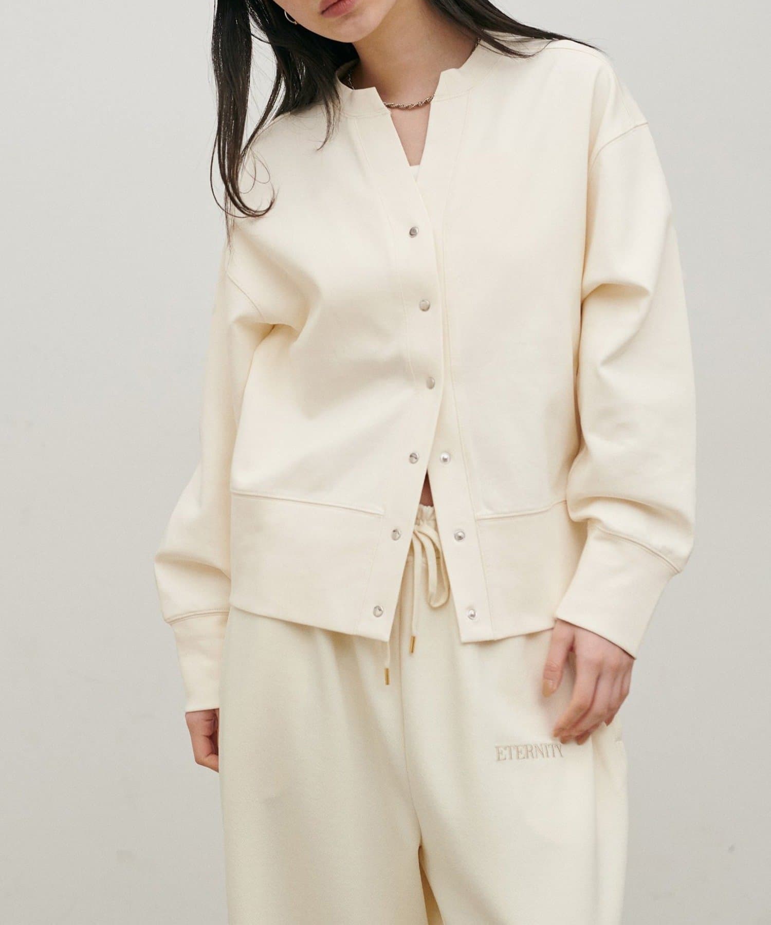 NICE CLAUP / OLIVE des OLIVE OUTLET(ナイスクラップ  / オリーブ デ オリーブ アウトレット) 【LARUTA】ドット釦スキッパーカーディガン