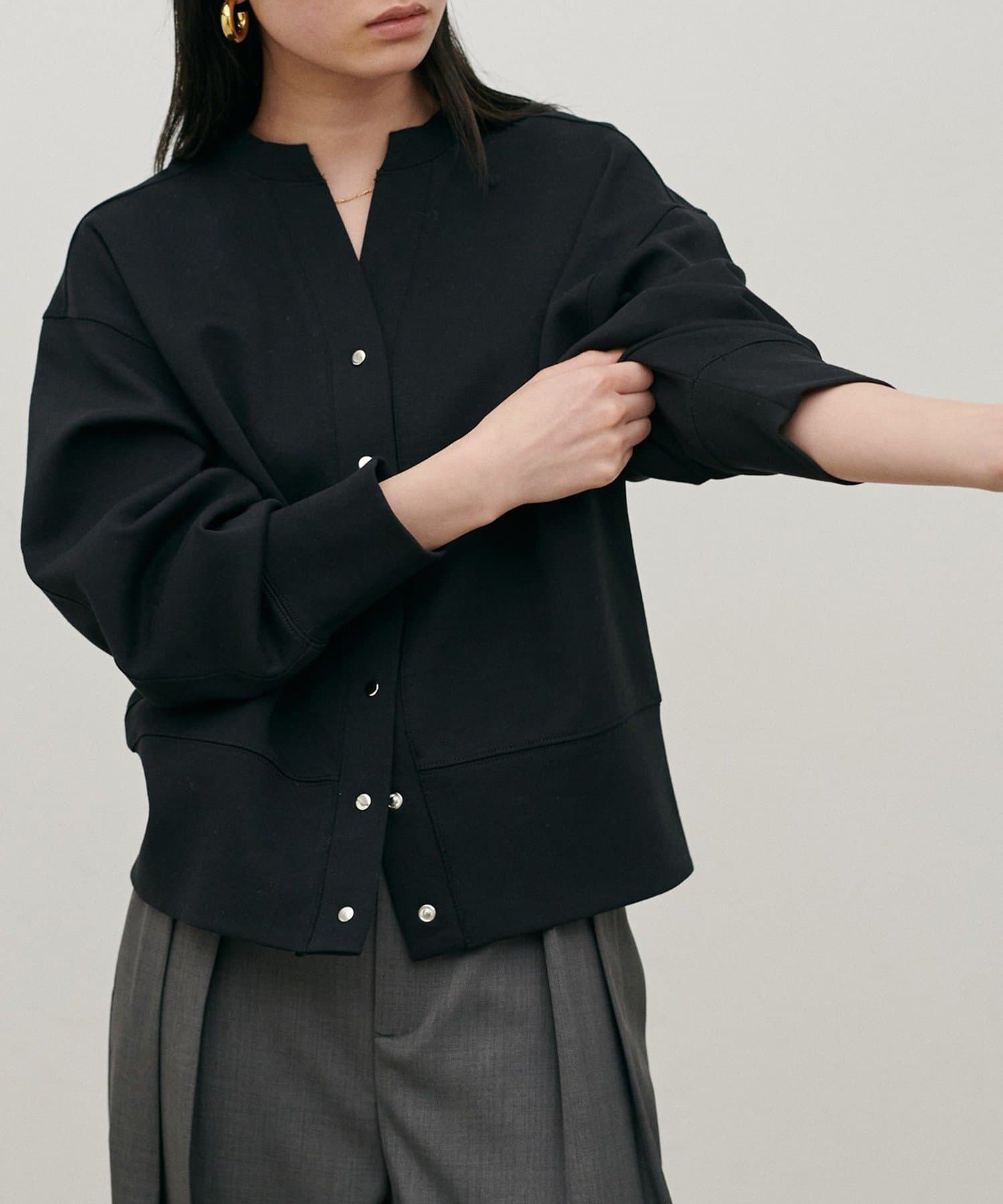 NICE CLAUP / OLIVE des OLIVE OUTLET(ナイスクラップ  / オリーブ デ オリーブ アウトレット) 【LARUTA】ドット釦スキッパーカーディガン