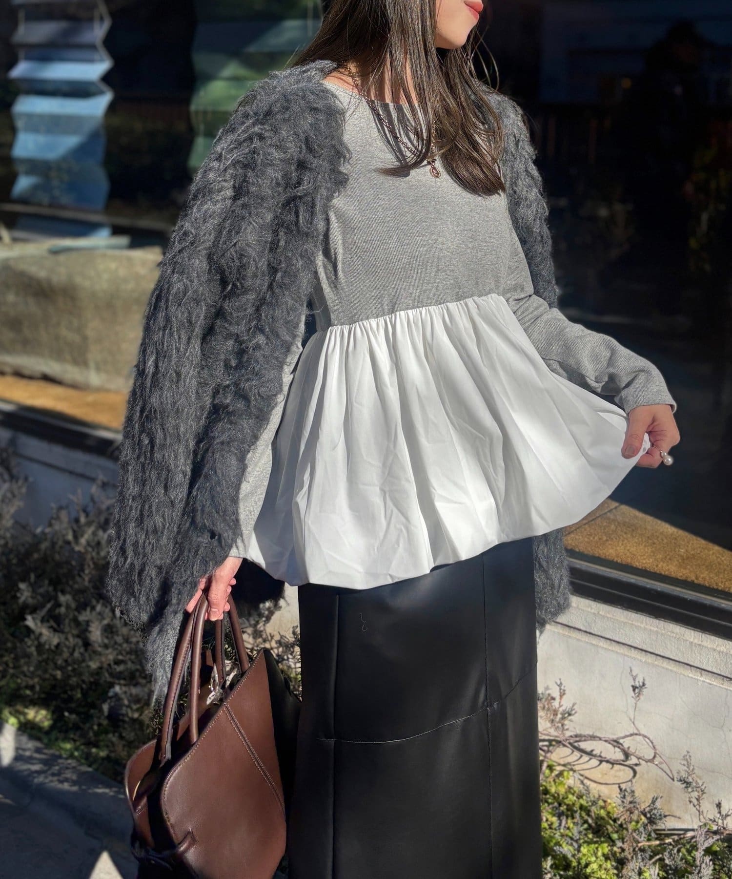 NICE CLAUP / OLIVE des OLIVE OUTLET(ナイスクラップ  / オリーブ デ オリーブ アウトレット) 【LARUTA】前後2WAY裾バルーンプルオーバー