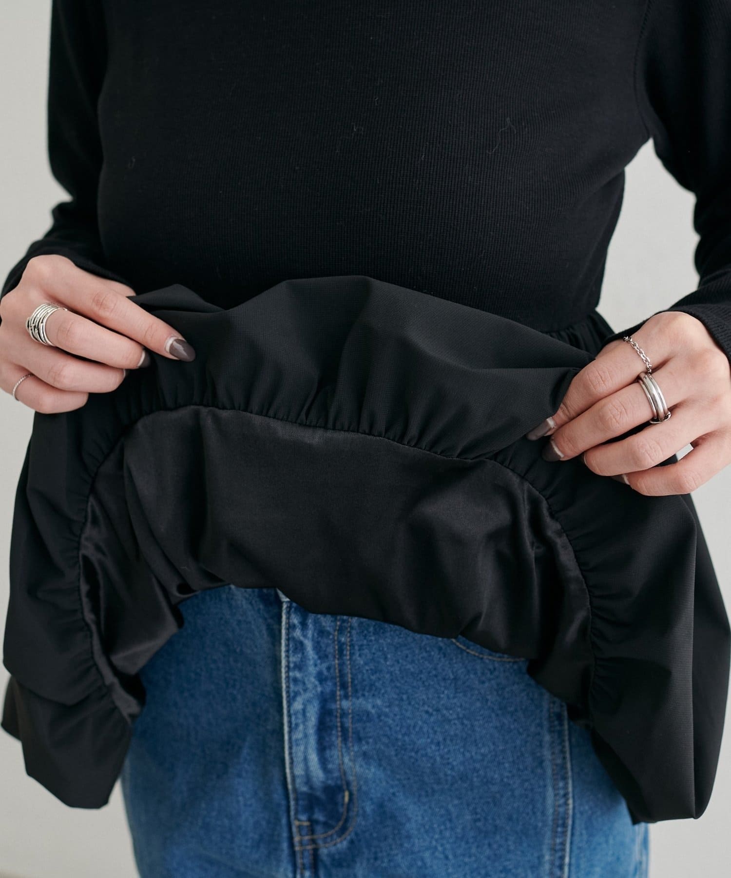 NICE CLAUP / OLIVE des OLIVE OUTLET(ナイスクラップ  / オリーブ デ オリーブ アウトレット) 【LARUTA】前後2WAY裾バルーンプルオーバー