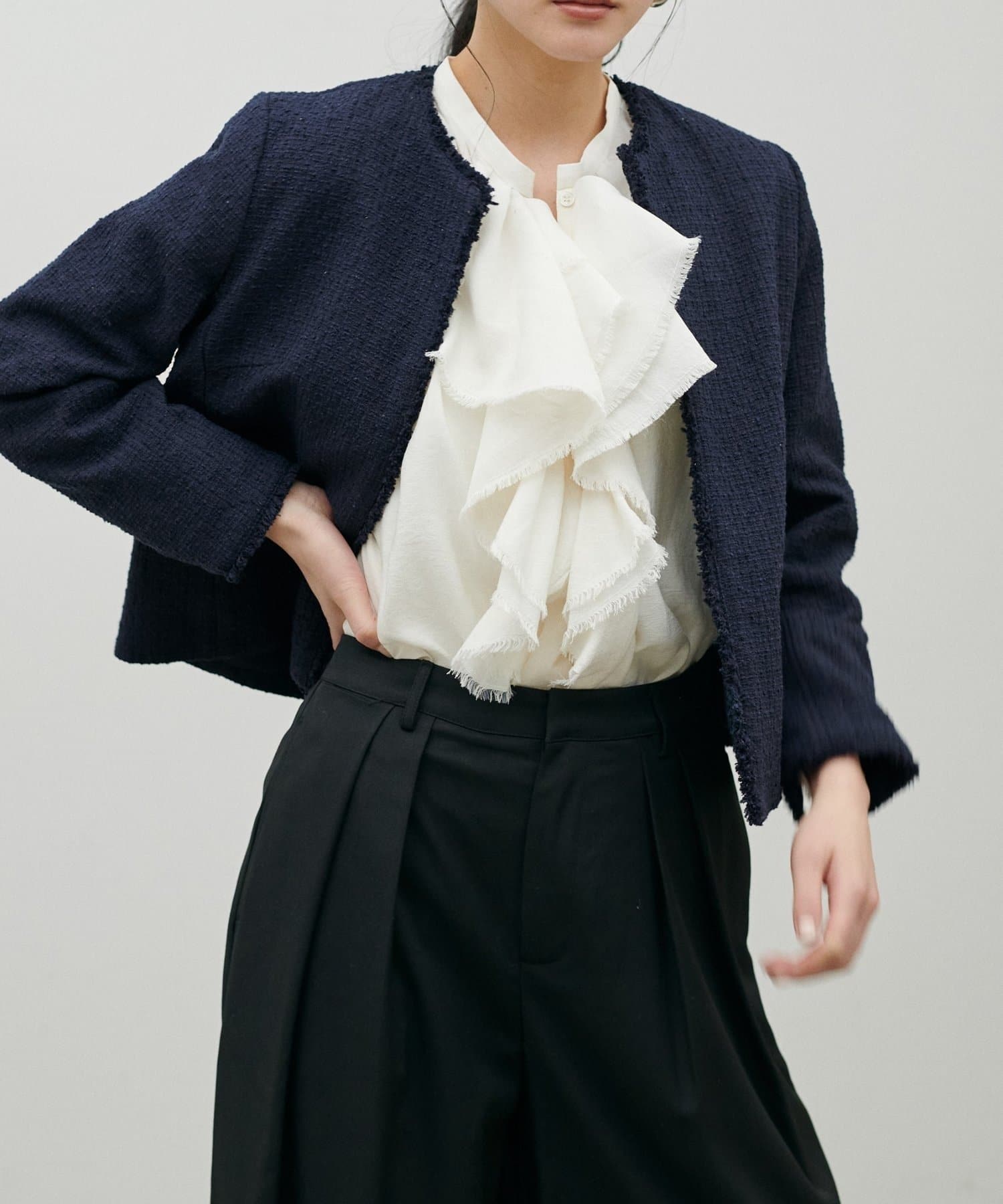 NICE CLAUP / OLIVE des OLIVE OUTLET(ナイスクラップ  / オリーブ デ オリーブ アウトレット) 【LARUTA】ランダムラメツイードジャケット