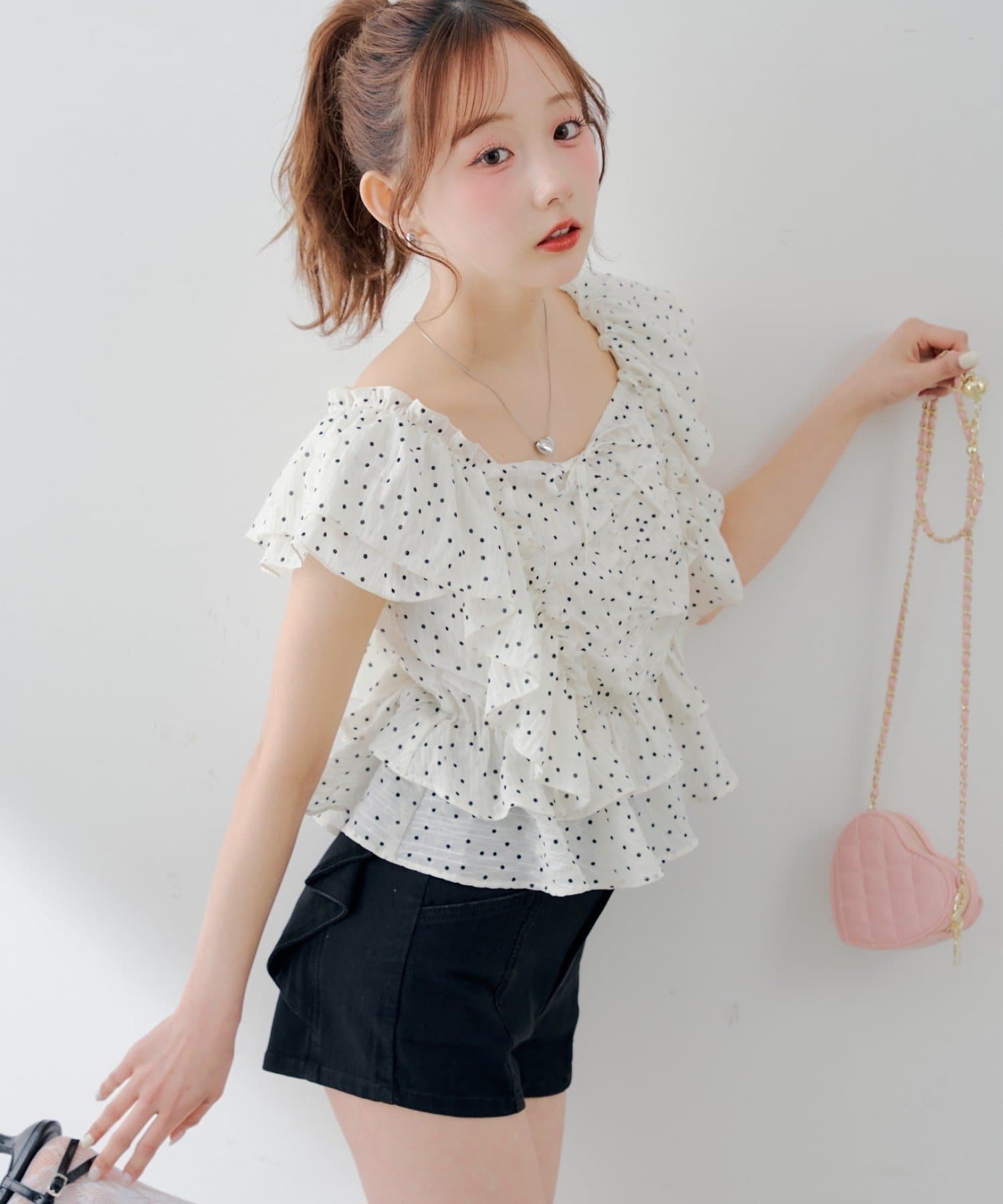 NICE CLAUP / OLIVE des OLIVE OUTLET(ナイスクラップ  / オリーブ デ オリーブ アウトレット) 【continuer】前後2wayフリル袖bブラウス